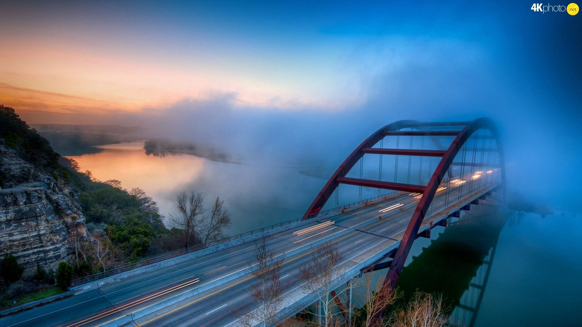 Обои река, природа, туман, мост, пейзаж. фото, river, nature, fog, bridge, landscape. photo разрешение 3840x2160 Загрузить