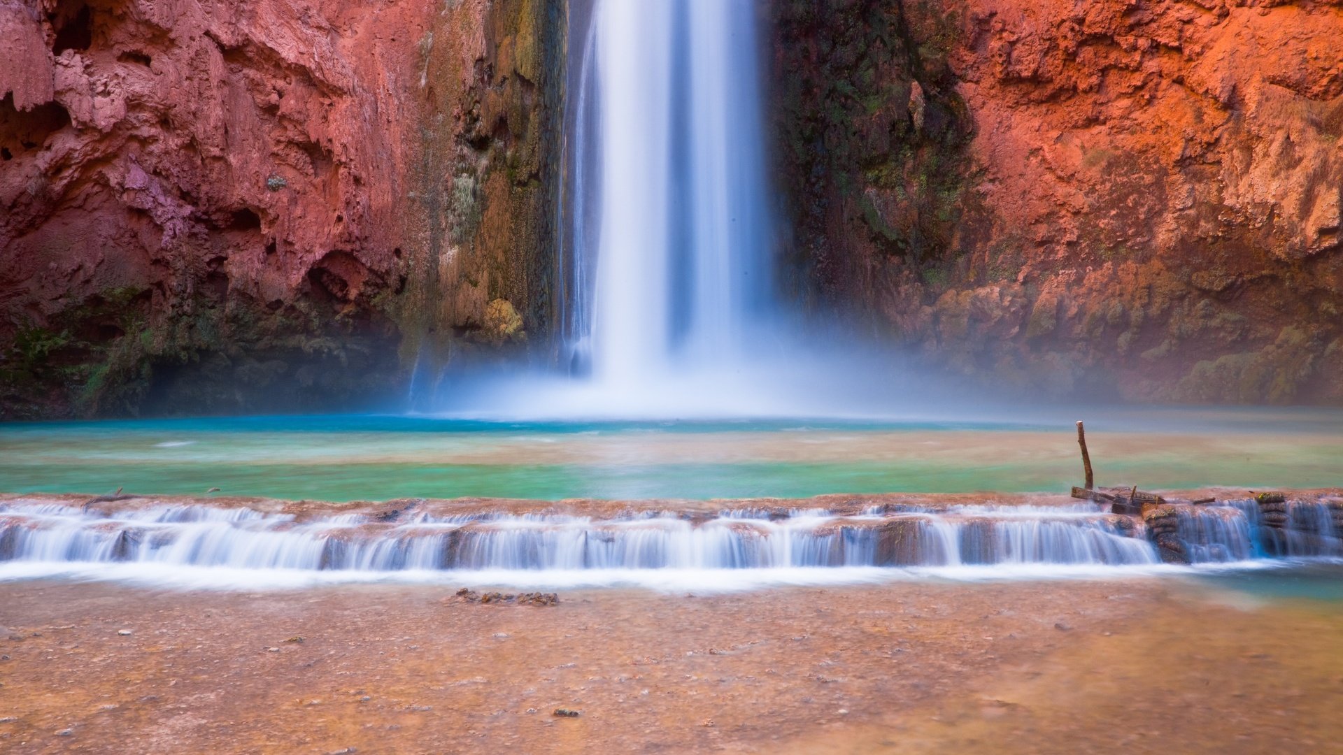 Обои скалы, природа, водопад, сша, аризона, водопад хавасу, большой каньон, rocks, nature, waterfall, usa, az, havasu falls, the grand canyon разрешение 2880x1800 Загрузить