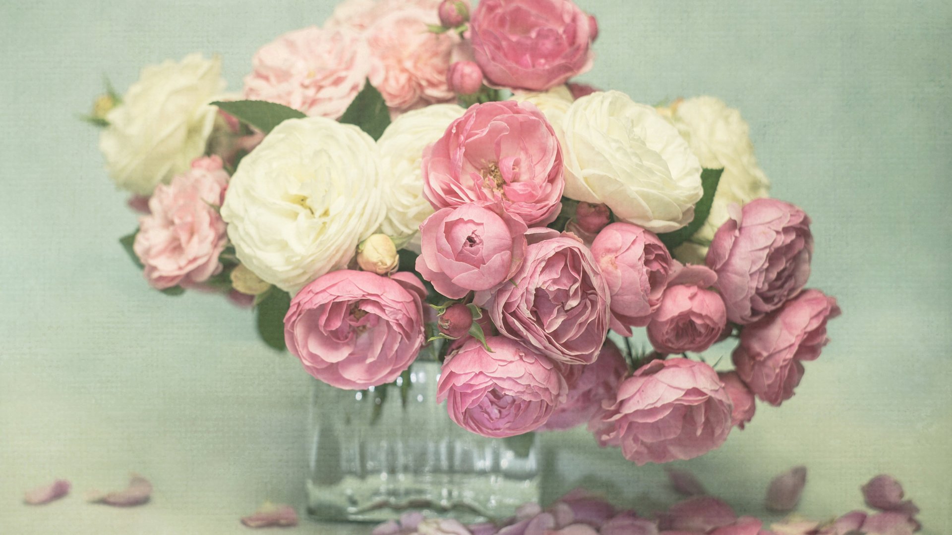 Обои цветы, розы, лепестки, букет, розовые, белые, ваза, flowers, roses, petals, bouquet, pink, white, vase разрешение 2048x1477 Загрузить
