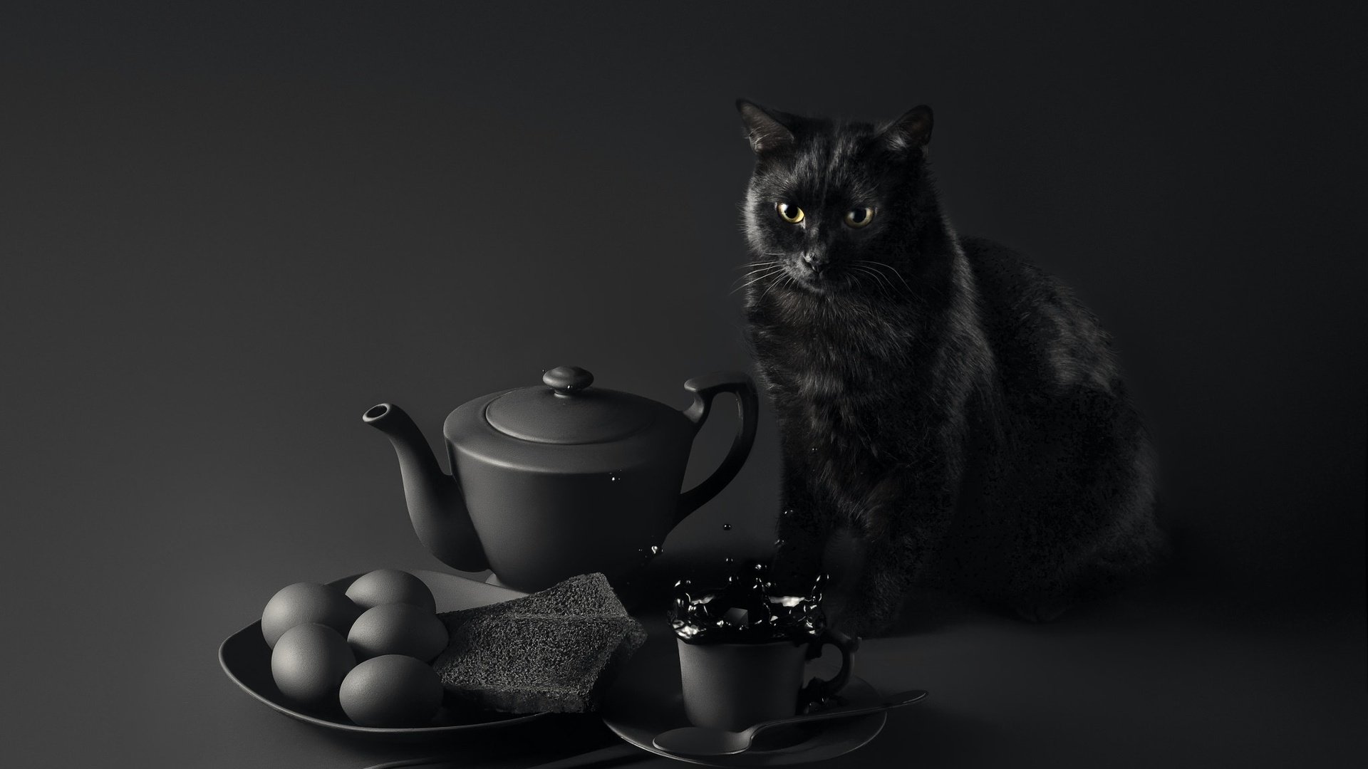 Обои завтрак, глаза, чёрная кошка, фон, sanket khuntale, мордочка, кошка неудачи, усы, кошка, взгляд, черный, стол, breakfast, eyes, black cat, background, muzzle, cat failures, mustache, cat, look, black, table разрешение 2048x1438 Загрузить