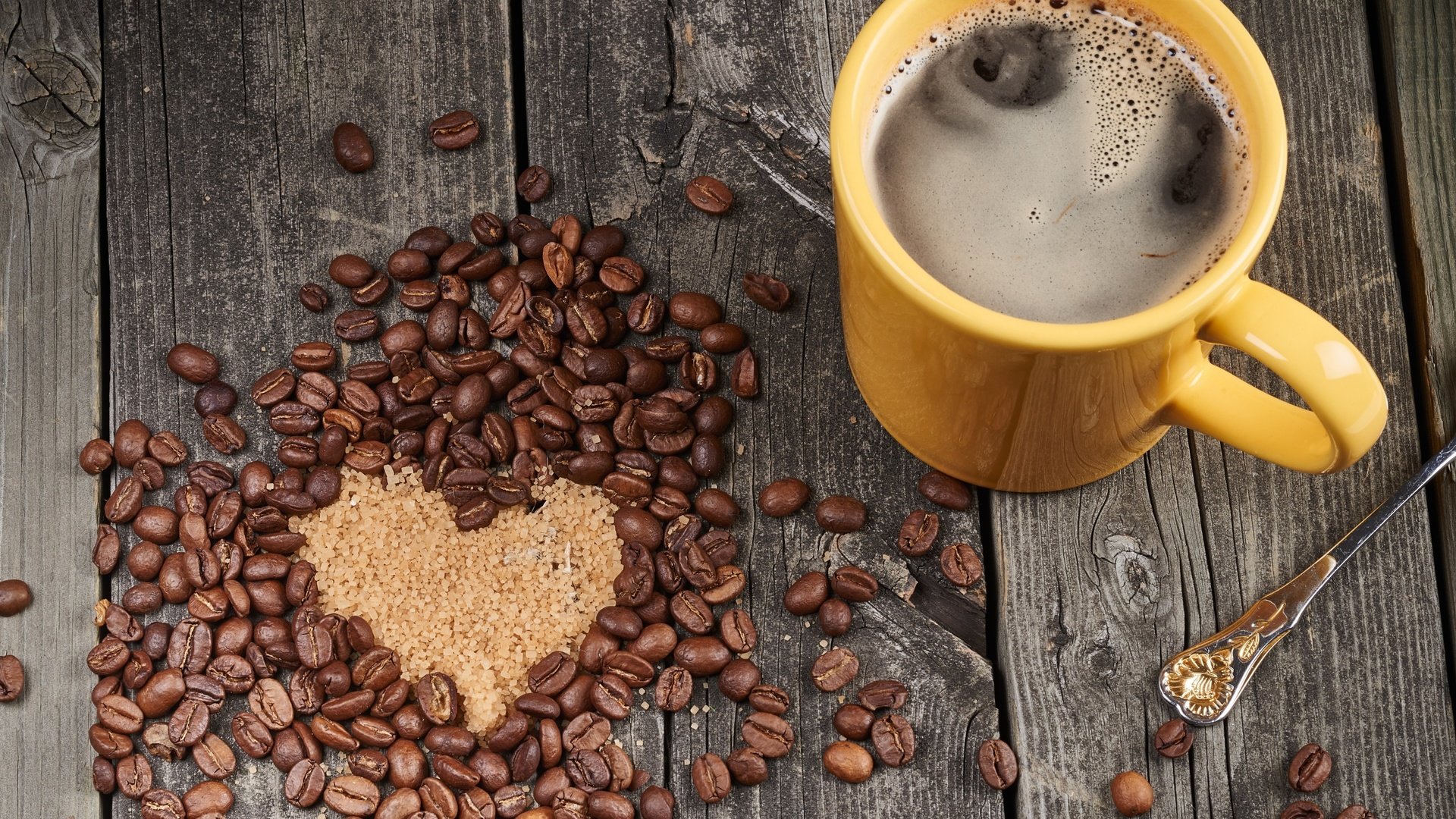 Обои зерна, кофе, сердце, чашка, кофейные зерна, сахар, grain, coffee, heart, cup, coffee beans, sugar разрешение 2880x1800 Загрузить