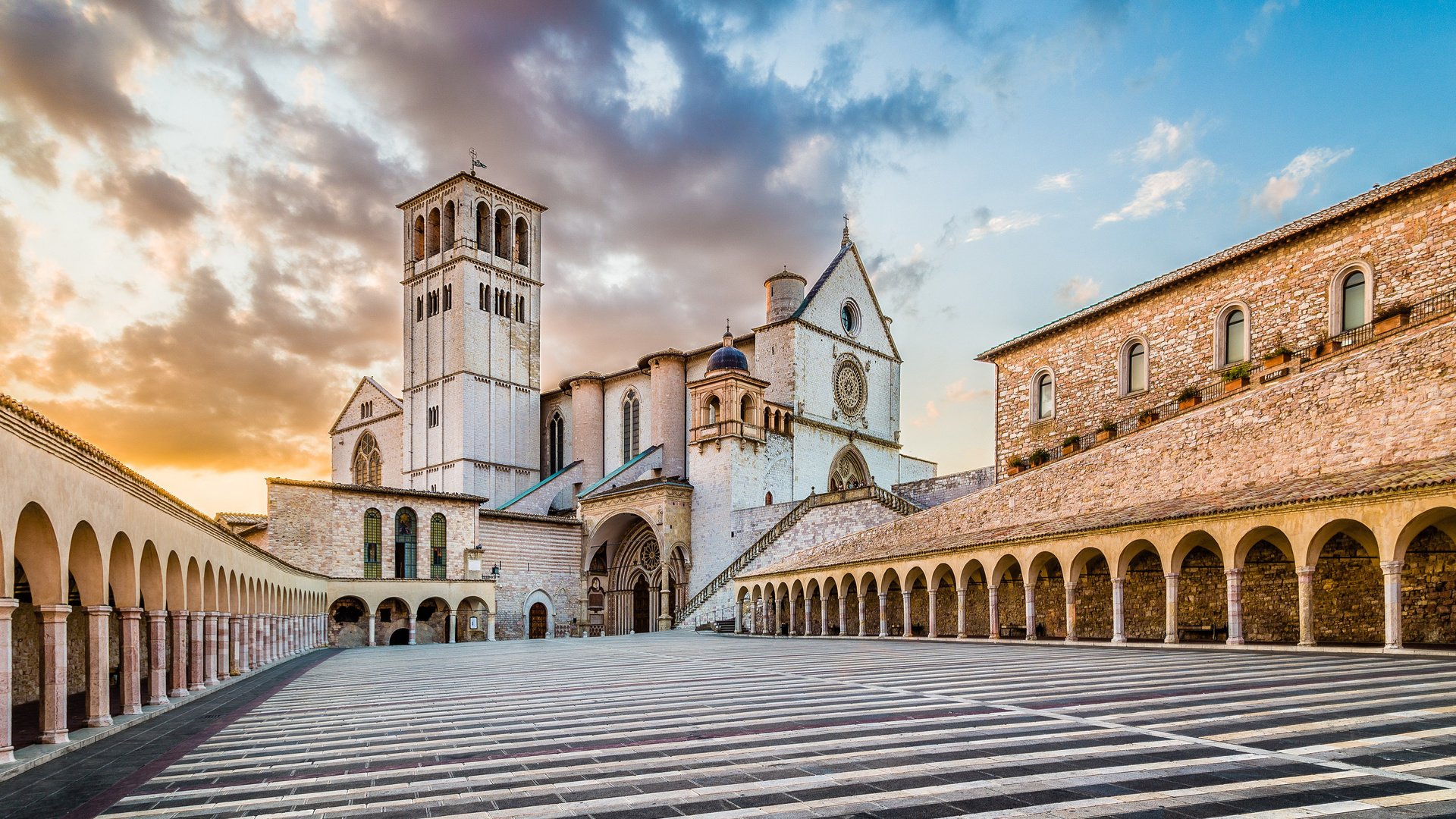 Обои италия, церковь, монастырь, ассизи, базилика, сан-франческо, italy, church, the monastery, assisi, basilica, san francesco разрешение 3840x2400 Загрузить