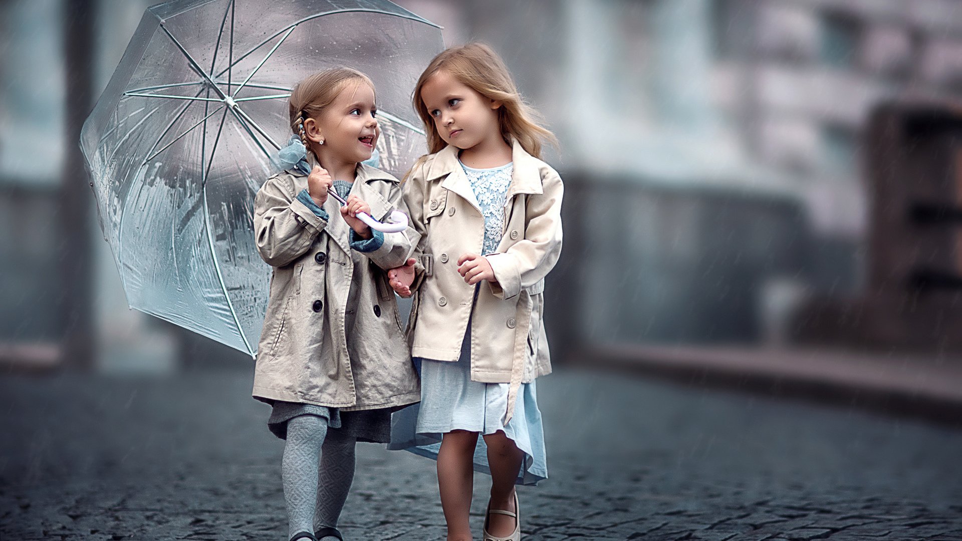 Обои дети, зонт, девочки, мостовая, подружки, children, umbrella, girls, bridge, girlfriend разрешение 1920x1281 Загрузить