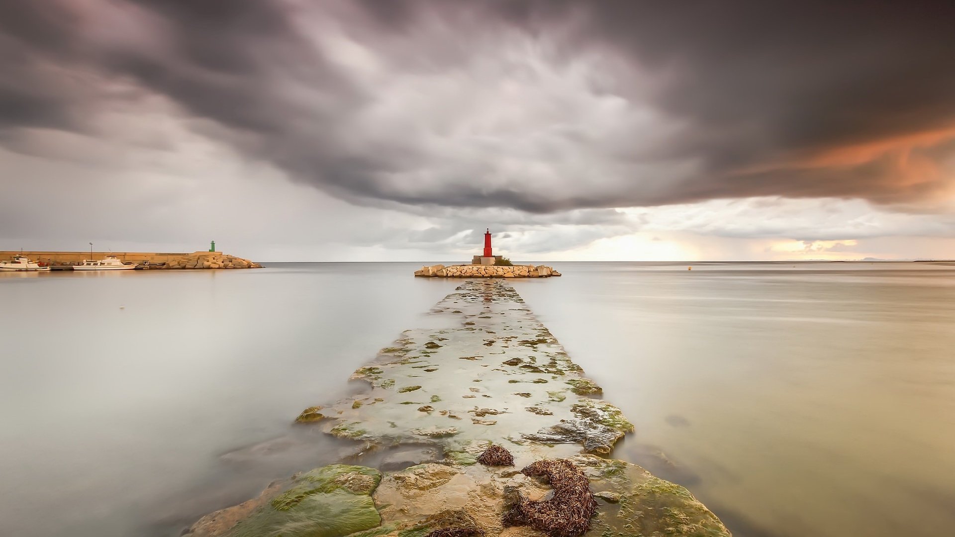 Обои небо, облака, природа, море, маяк, горизонт, the sky, clouds, nature, sea, lighthouse, horizon разрешение 2048x1365 Загрузить