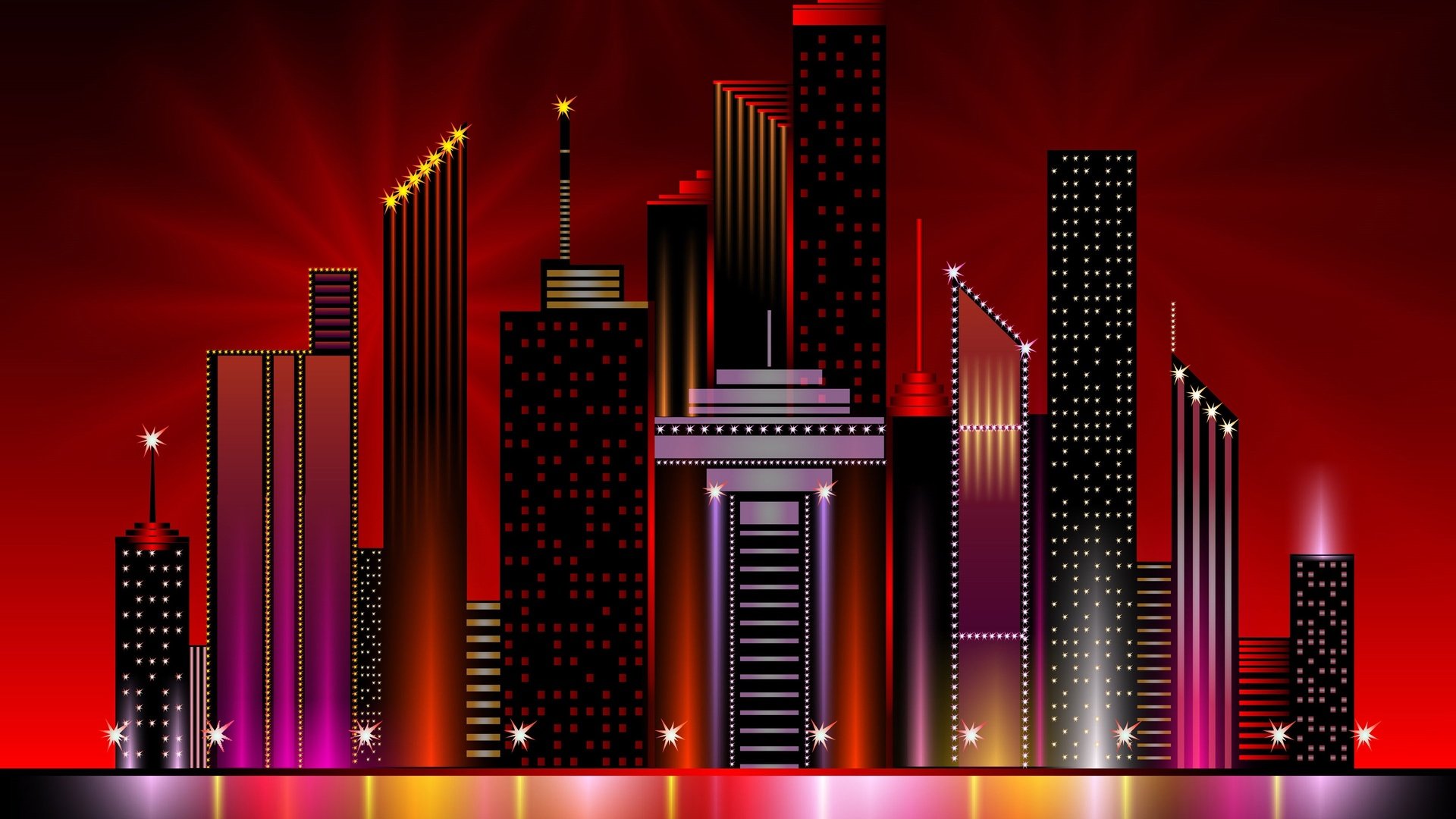 Обои ночь, огни, вектор, город, графика, night, lights, vector, the city, graphics разрешение 3840x2400 Загрузить