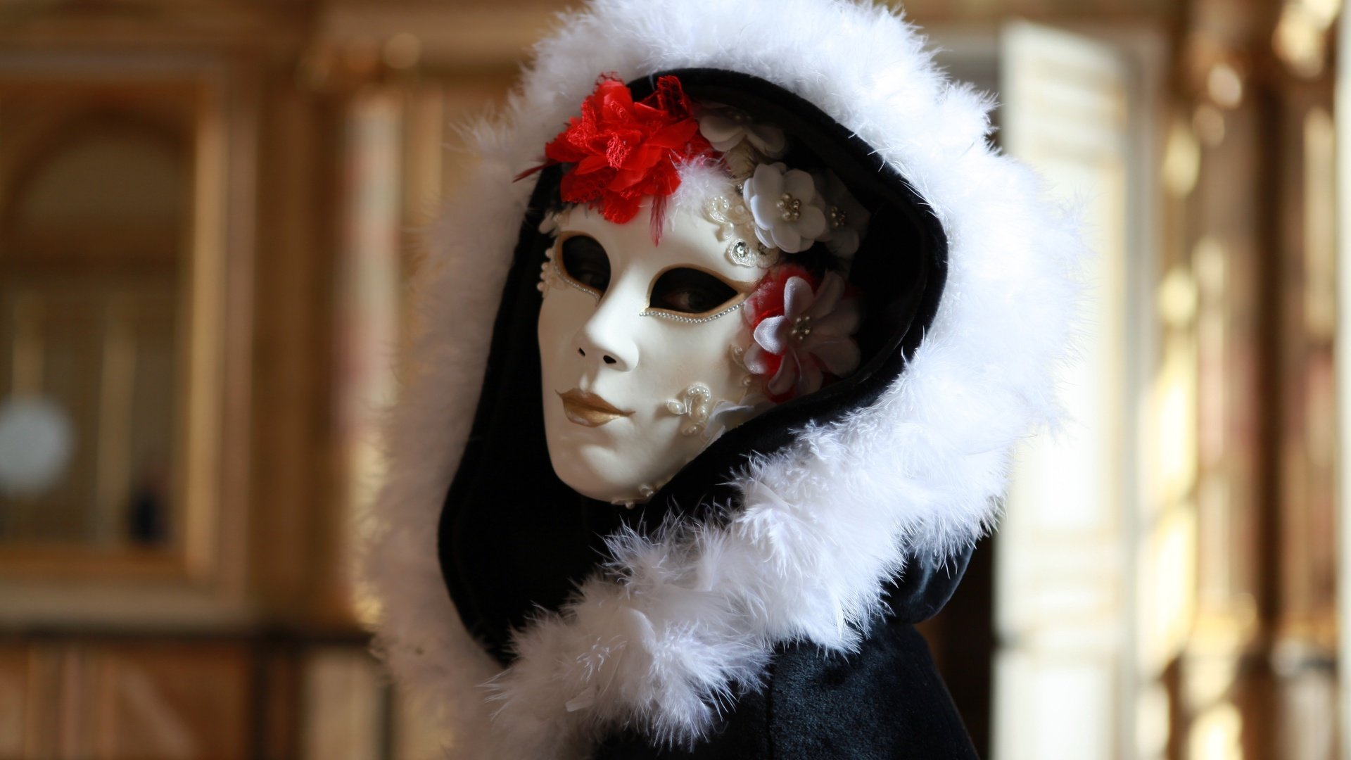 Обои маска, цветок, костюм, капюшон, карнавал, mask, flower, costume, hood, carnival разрешение 3000x2000 Загрузить
