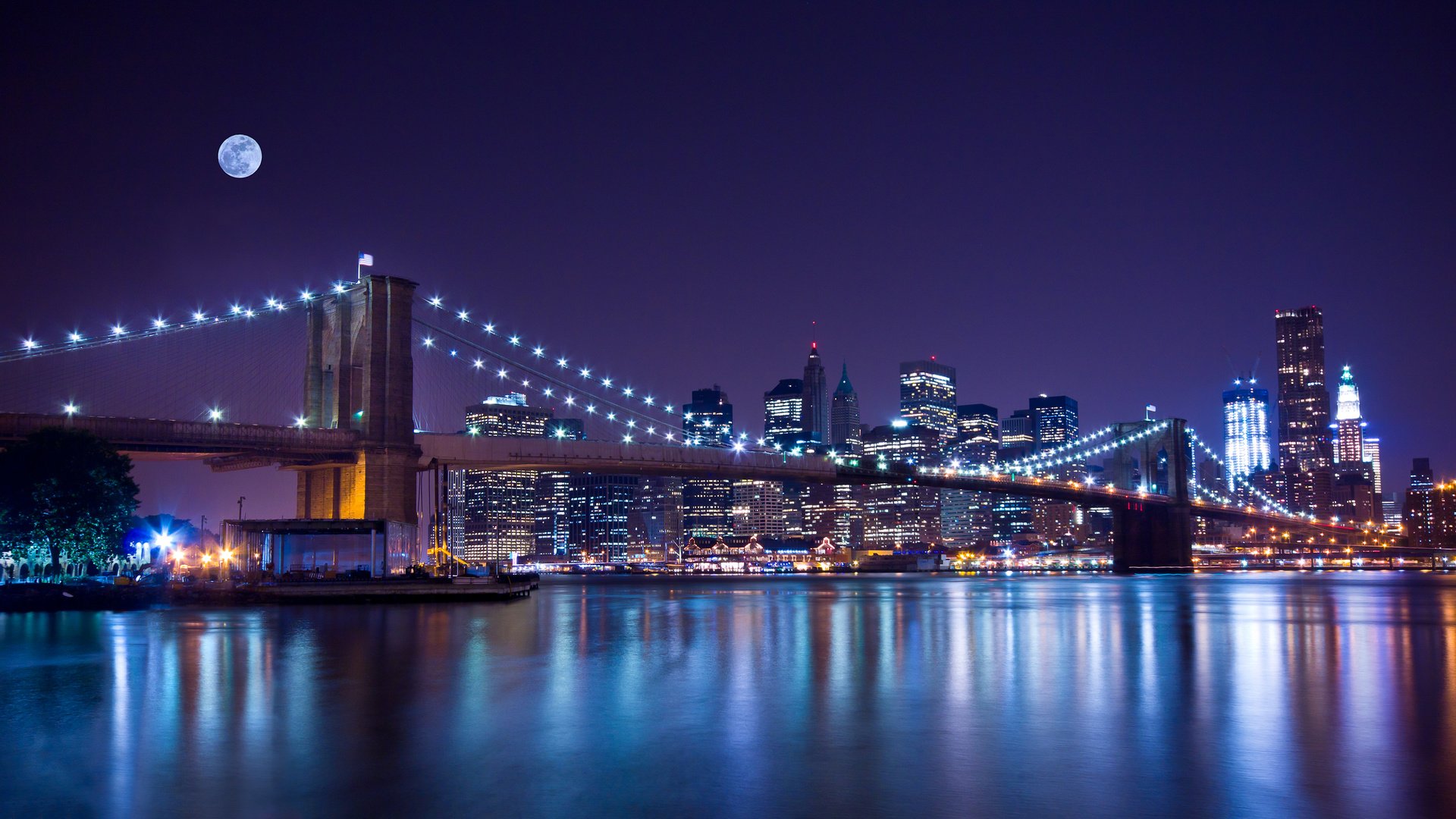 Обои ночь, огни, мост, город, сша, нью-йорк, lisa combs, night, lights, bridge, the city, usa, new york разрешение 3840x2400 Загрузить