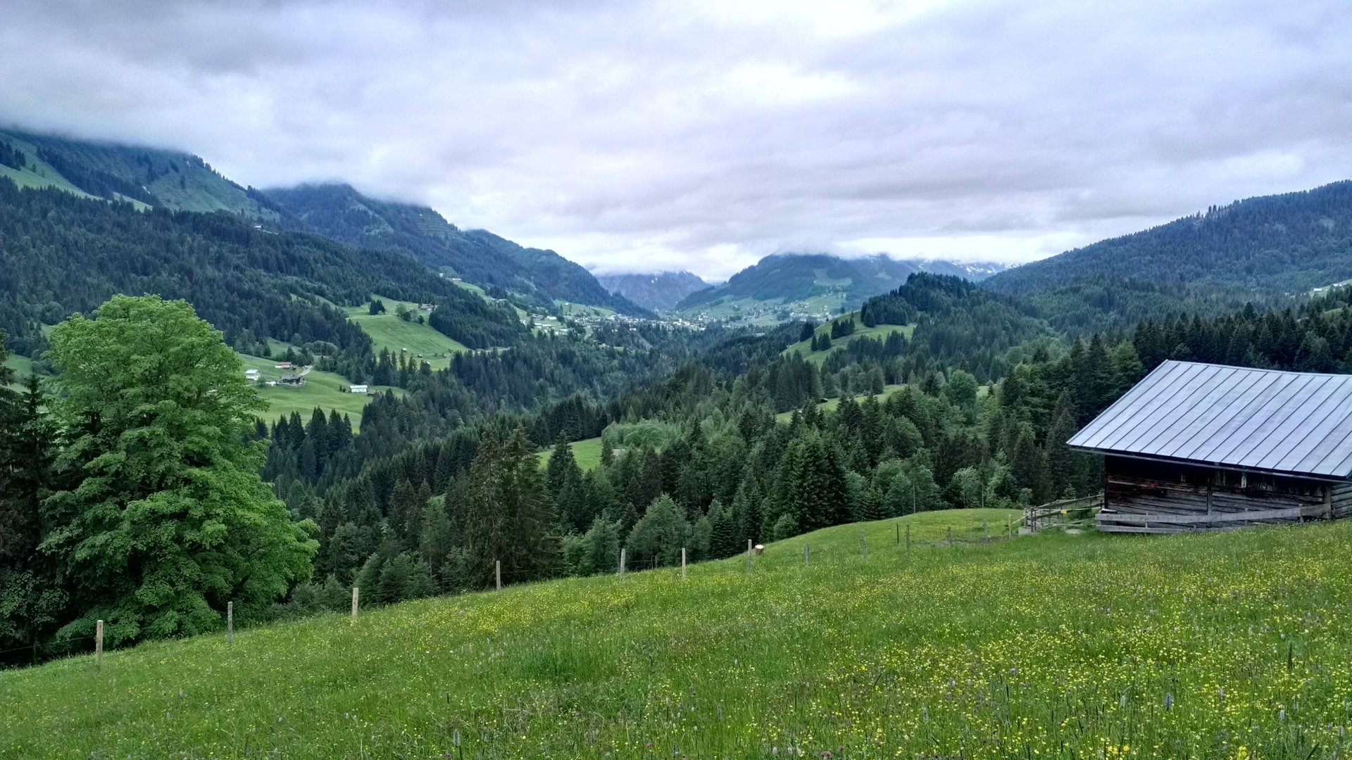 Обои деревья, горы, пейзаж, дом, долина, германия, trees, mountains, landscape, house, valley, germany разрешение 3248x1824 Загрузить