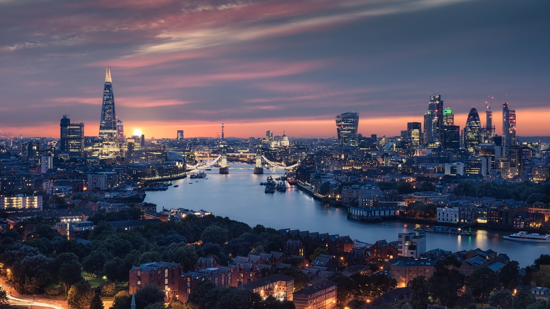 Обои река, закат, лондон, англия, здания, городской пейзаж, river, sunset, london, england, building, the urban landscape разрешение 7319x4885 Загрузить