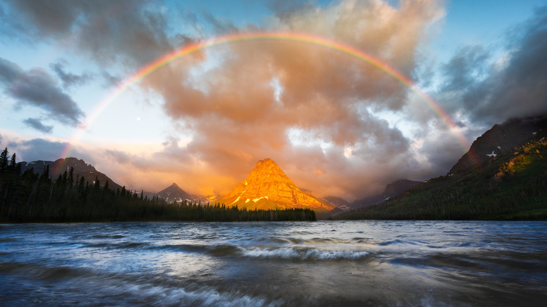 Обои озеро, природа, гора, радуга, национальный парк глейшер, lake, nature, mountain, rainbow, glacier national park разрешение 5853x3902 Загрузить