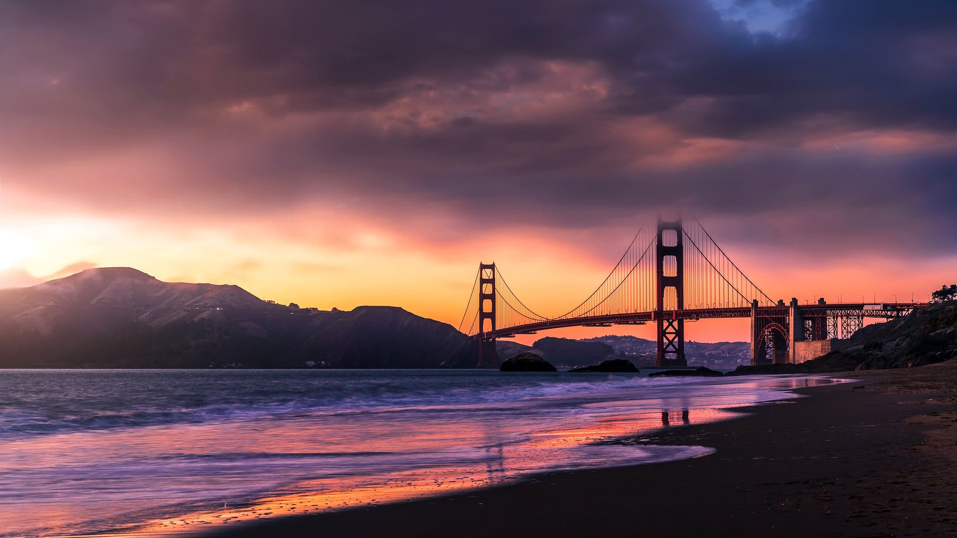 Обои закат, море, мост, сан-франциско, золотые ворота мост, sanfrancicso, sunset, sea, bridge, san francisco, golden gate bridge разрешение 3840x2561 Загрузить