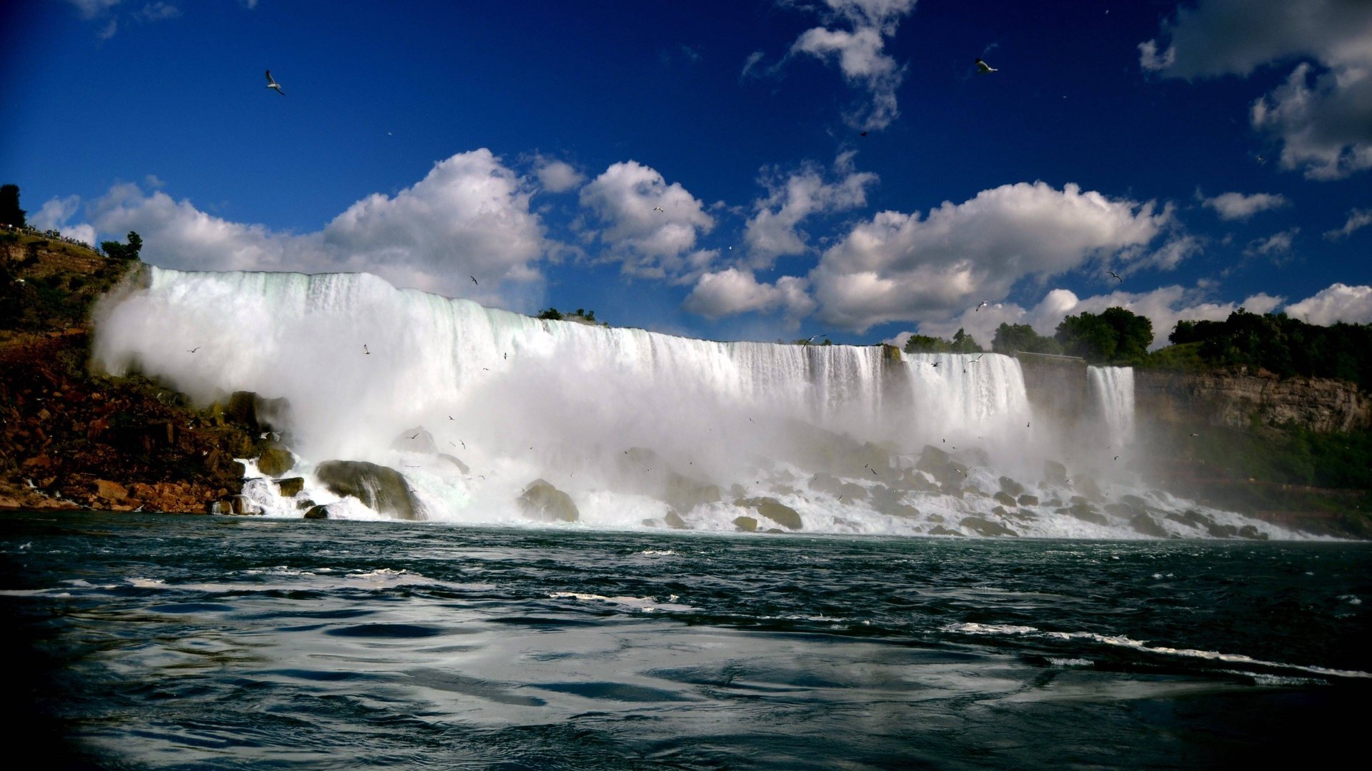 Обои небо, облака, водопад, канада, онтарио, ниагарский водопад, the sky, clouds, waterfall, canada, ontario, niagara falls разрешение 3840x2160 Загрузить