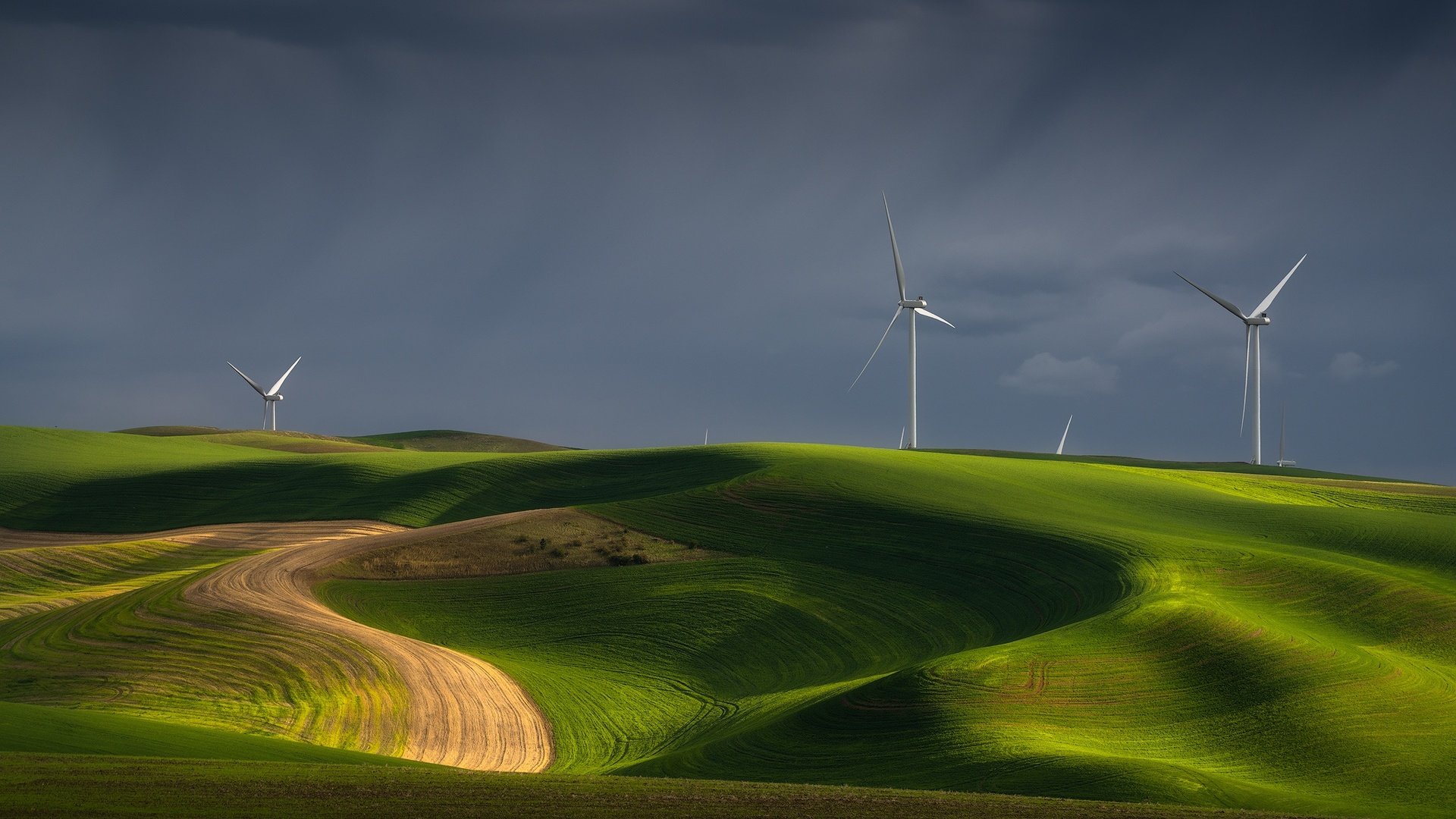 Обои холмы, поля, ветряки, луга, hills, field, windmills, meadows разрешение 2048x1365 Загрузить