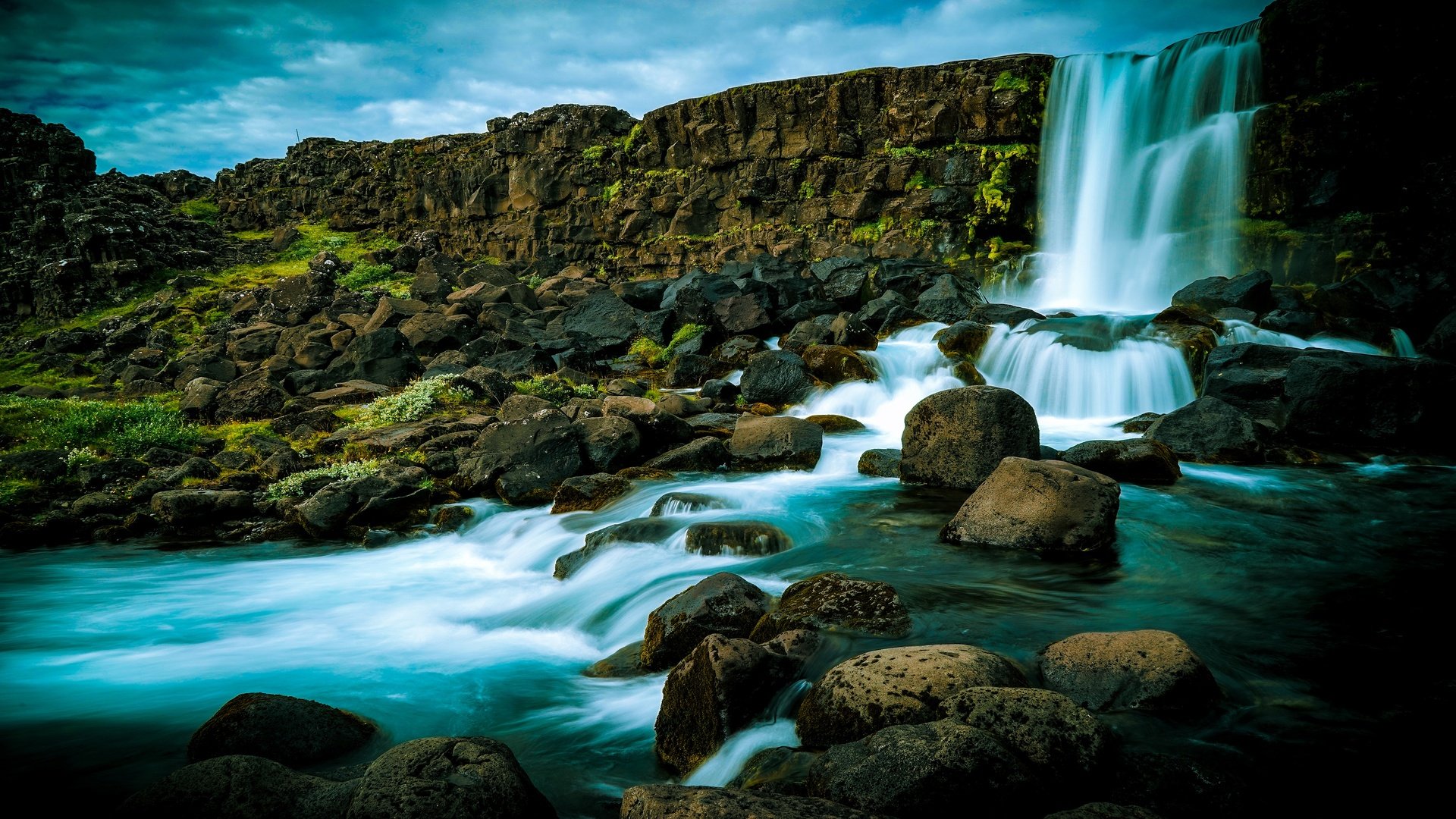 Обои камни, водопад, поток, исландия, stones, waterfall, stream, iceland разрешение 3840x2160 Загрузить