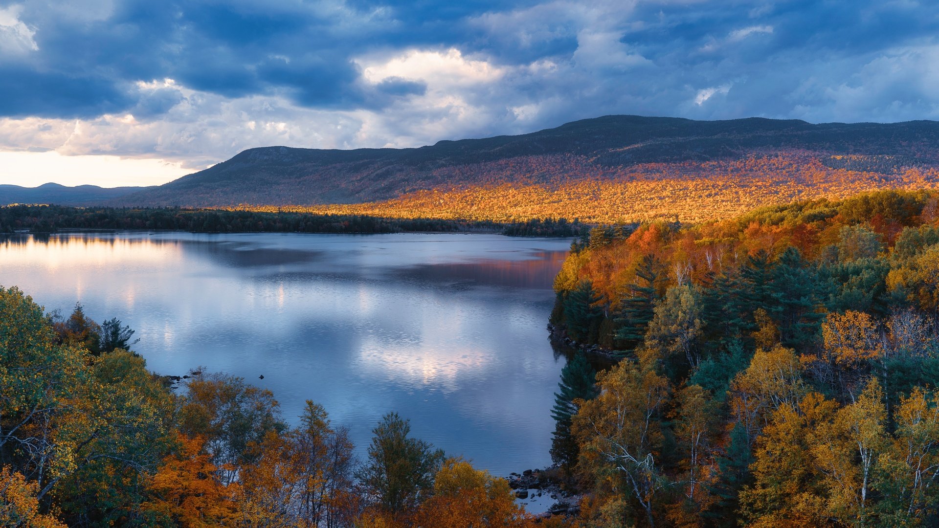 Обои озеро, горы, лес, осень, штат мэн, lake, mountains, forest, autumn, state of maine разрешение 6000x4002 Загрузить