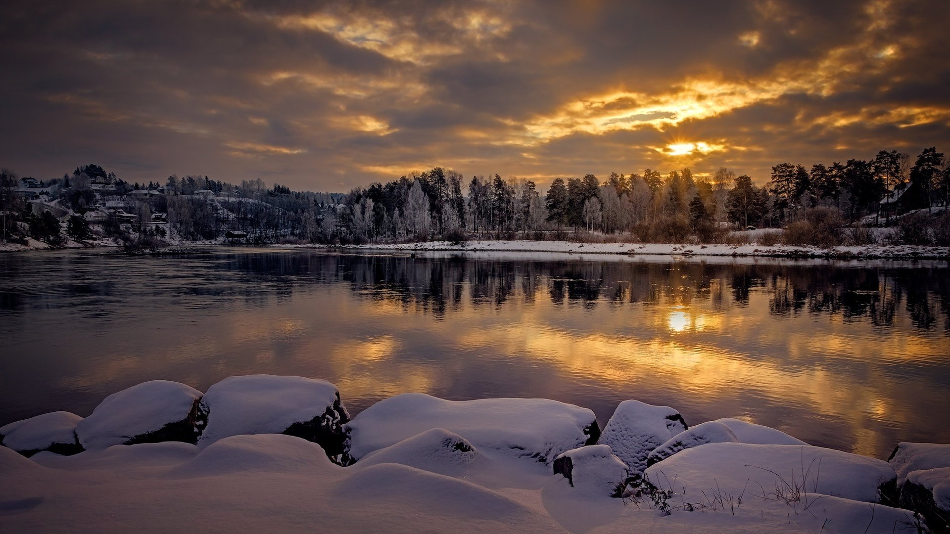 Обои деревья, норвегия, озеро, снег, природа, закат, зима, пейзаж, город, trees, norway, lake, snow, nature, sunset, winter, landscape, the city разрешение 2048x1356 Загрузить