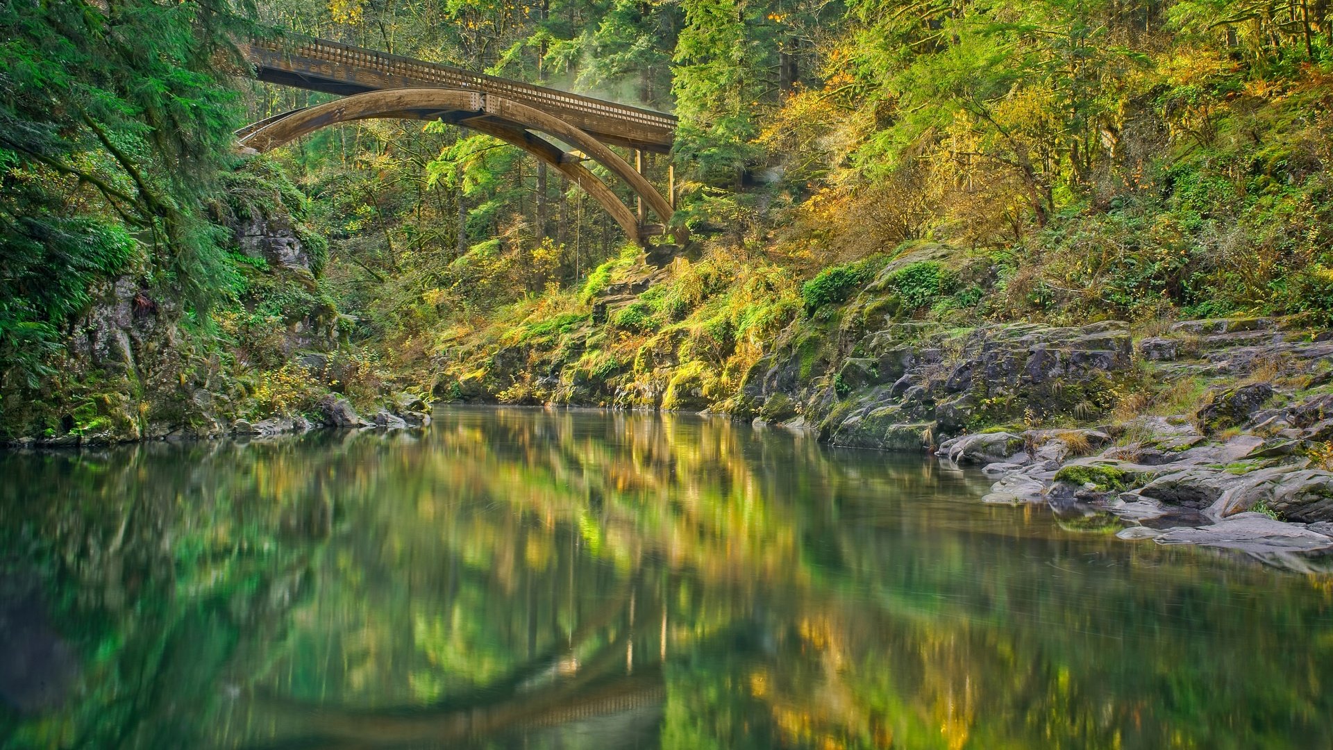 Обои река, лес, мост, штат вашингтон, lewis river, river, forest, bridge, washington разрешение 3600x2700 Загрузить