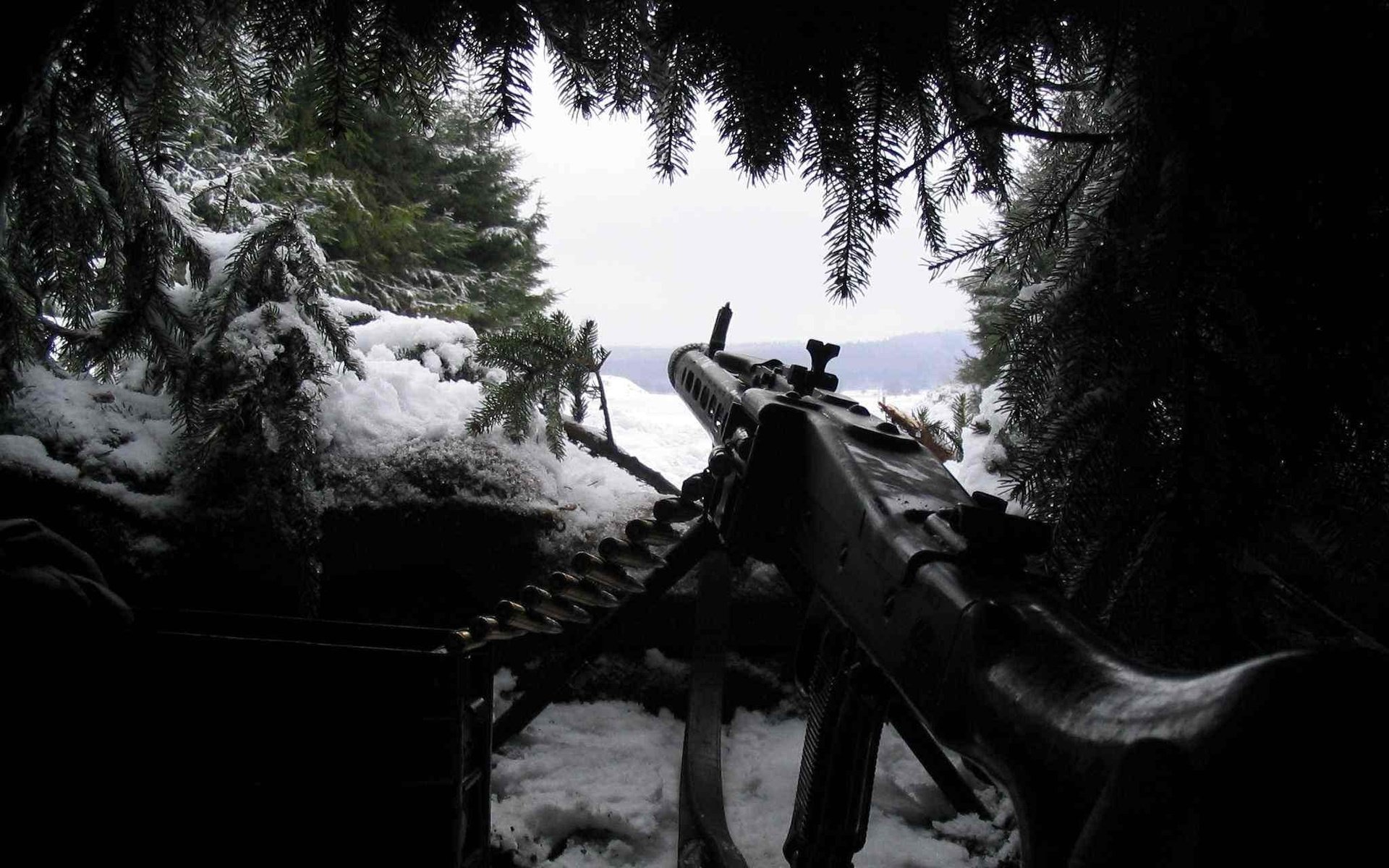 Обои снег, хвоя, оружие, засада, mg-42, snow, needles, weapons, ambush разрешение 2048x1536 Загрузить