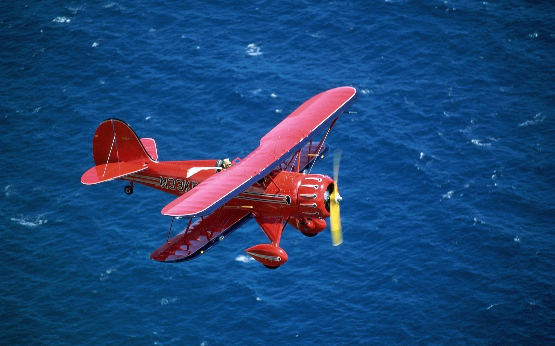 Обои море, красный, биплан, sea, red, biplane разрешение 1999x1333 Загрузить