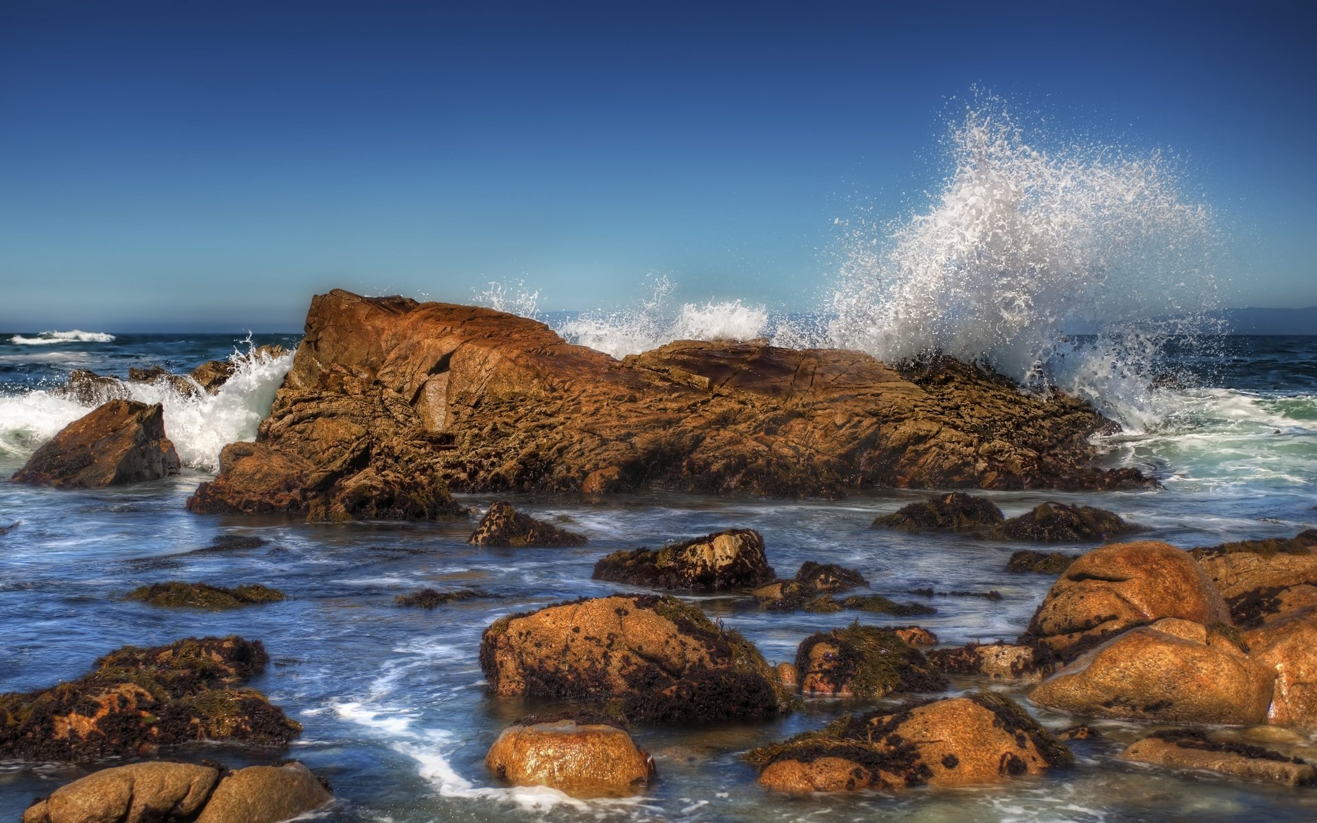 Обои небо, камни, море, волна, the sky, stones, sea, wave разрешение 5075x2989 Загрузить