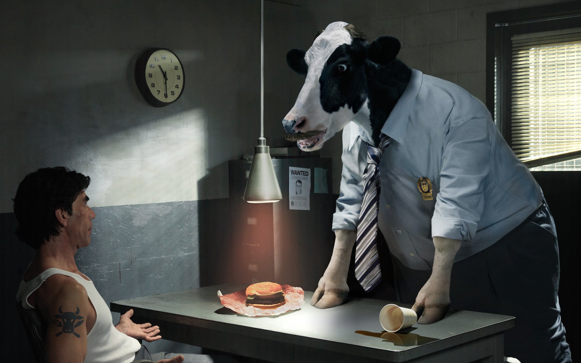 Обои корова, допрос, следователь, cow, questioning, the investigator разрешение 2000x1325 Загрузить