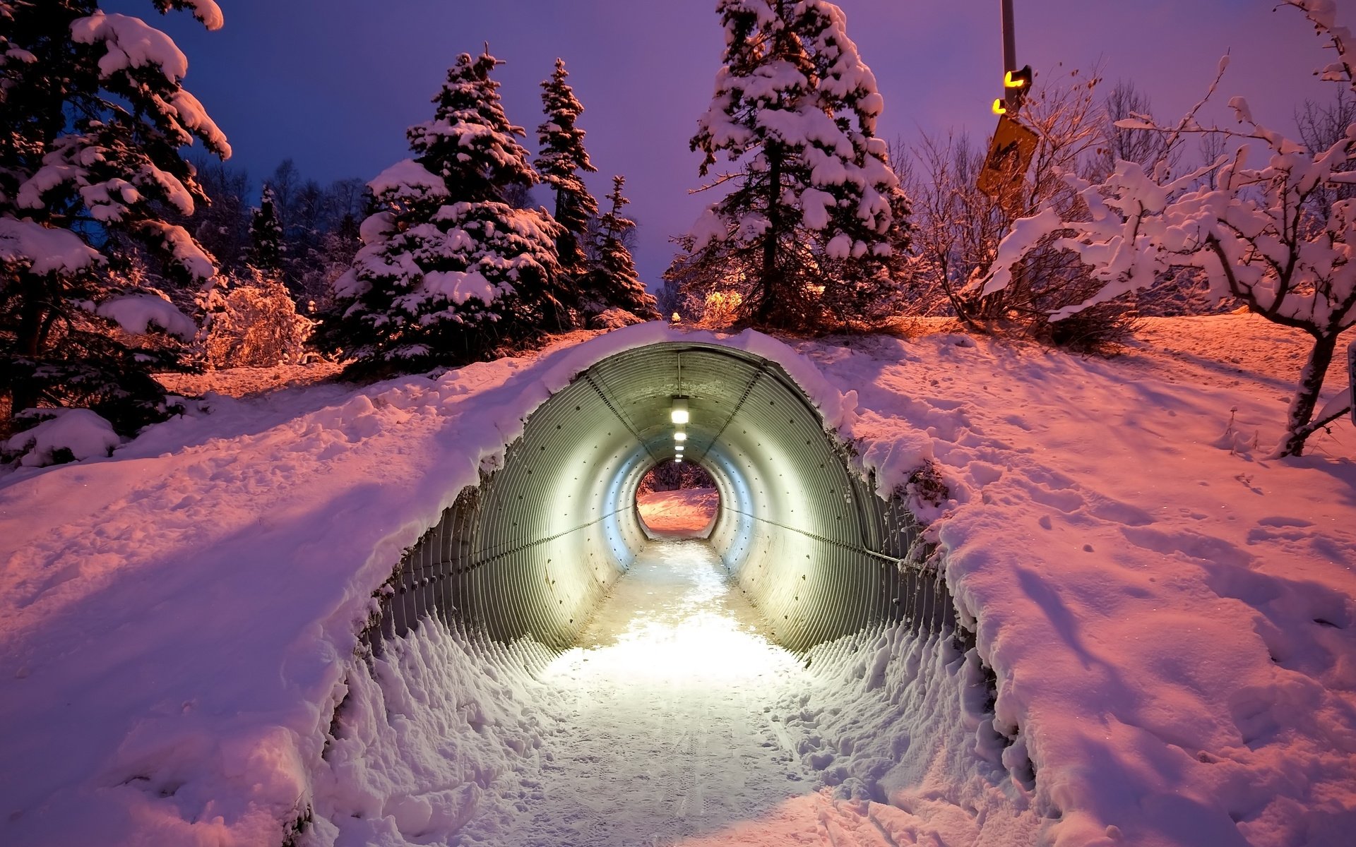 Армения Ереван туннель деревья снег бесплатно