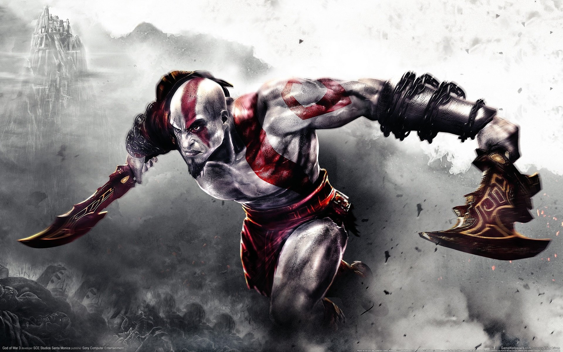 Обои сони, god of war 3, ps3, клинки, бог войны, кратос, sony, swords, god of war, kratos разрешение 2560x1600 Загрузить