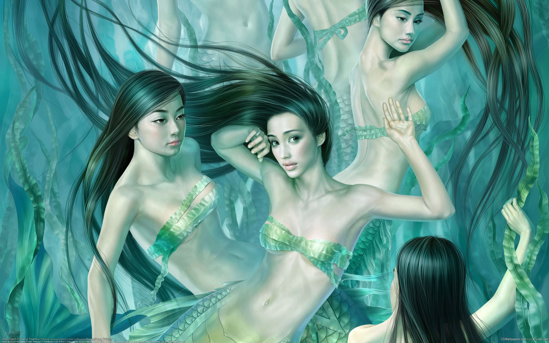 Обои вода, девушки, водоросли, tang yuehu, русалки, tang yuehui - mermaid, water, girls, algae, mermaid разрешение 2560x1600 Загрузить