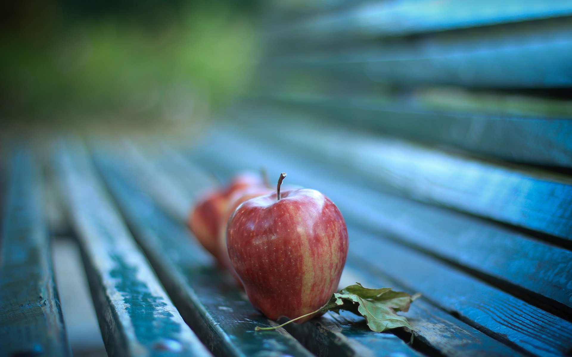 Обои макро, яблоки, осень, лист, лавка, macro, apples, autumn, sheet, shop разрешение 2400x1600 Загрузить