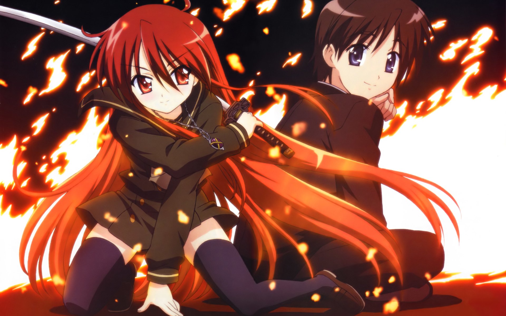 Обои меч, shakugan no shana, shana, оружее, thighhighs, sakai yuuji, sword, weapon разрешение 4045x2869 Загрузить