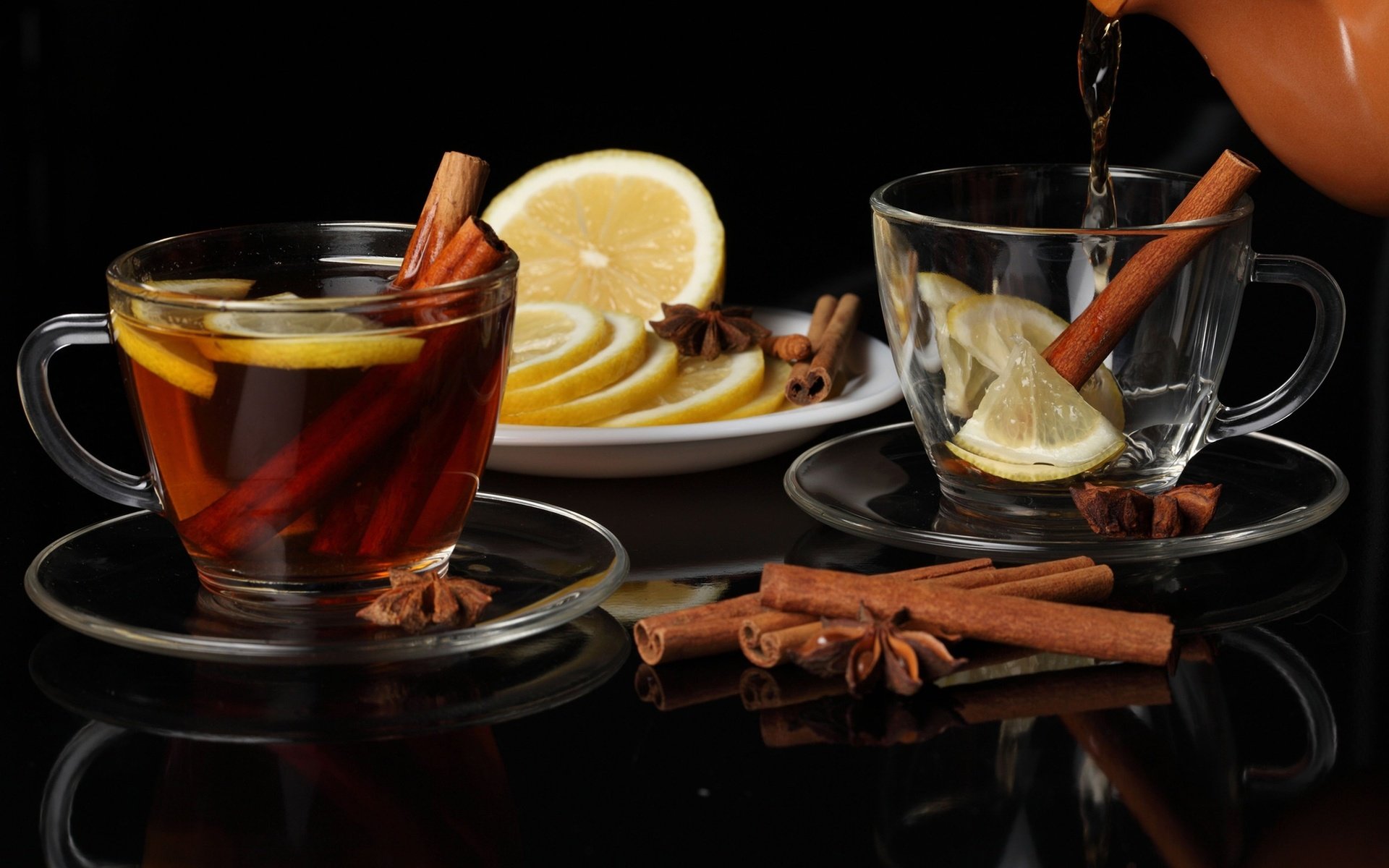 Обои корица, лимон, чай, чайник, чашки, cinnamon, lemon, tea, kettle, cup разрешение 2560x1600 Загрузить