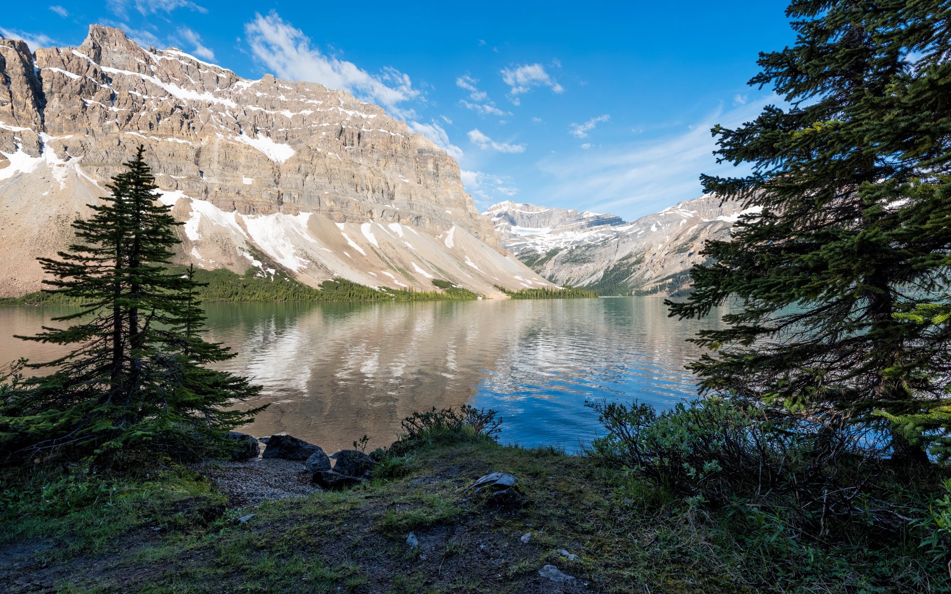 Обои деревья, озеро, горы, trees, lake, mountains разрешение 4168x2782 Загрузить