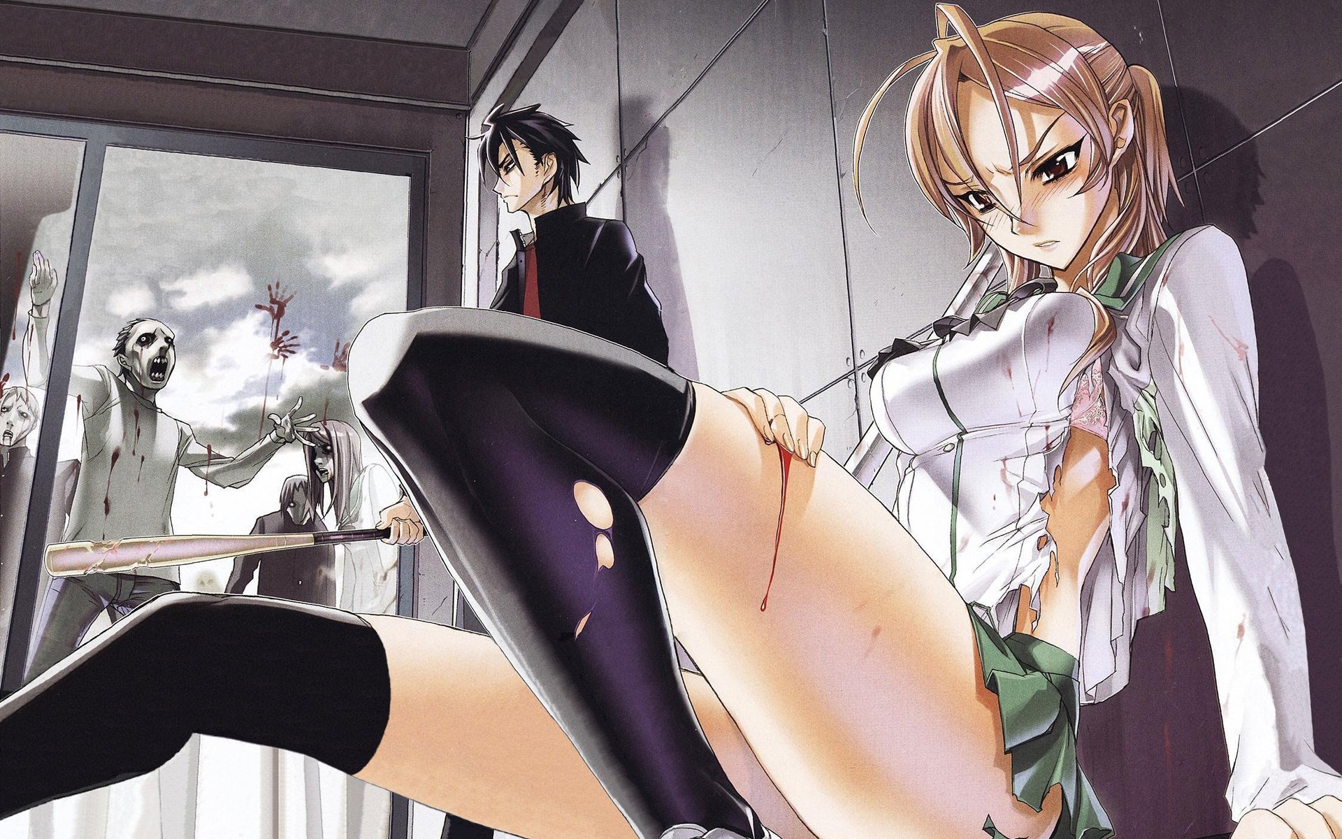 Обои highschool of the dead, zombo, napadenie, ranena разрешение 2243x1600 Загрузить