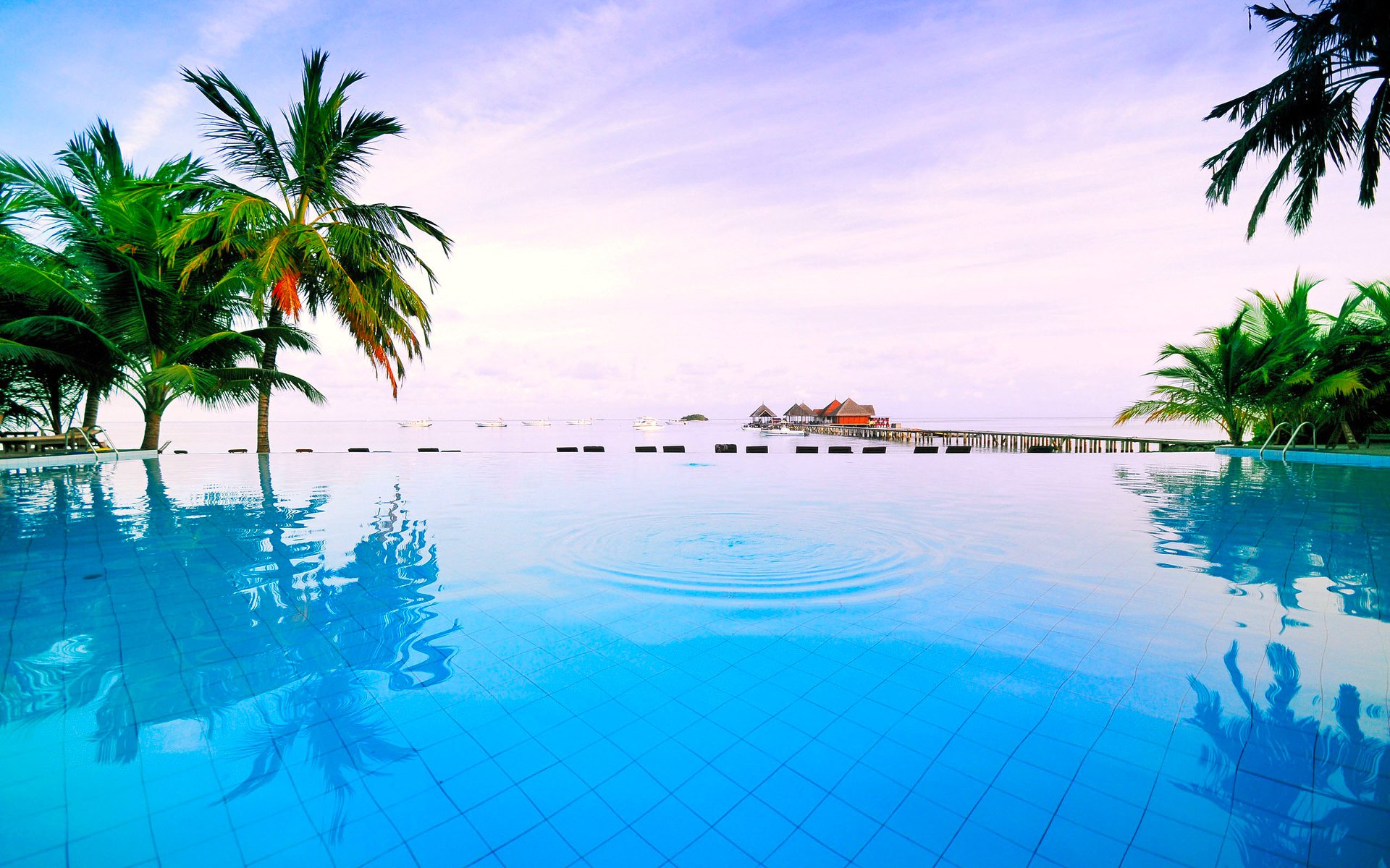 Обои море, бассейн, курорт, тропики, мальдивы, sea, pool, resort, tropics, the maldives разрешение 2560x1600 Загрузить