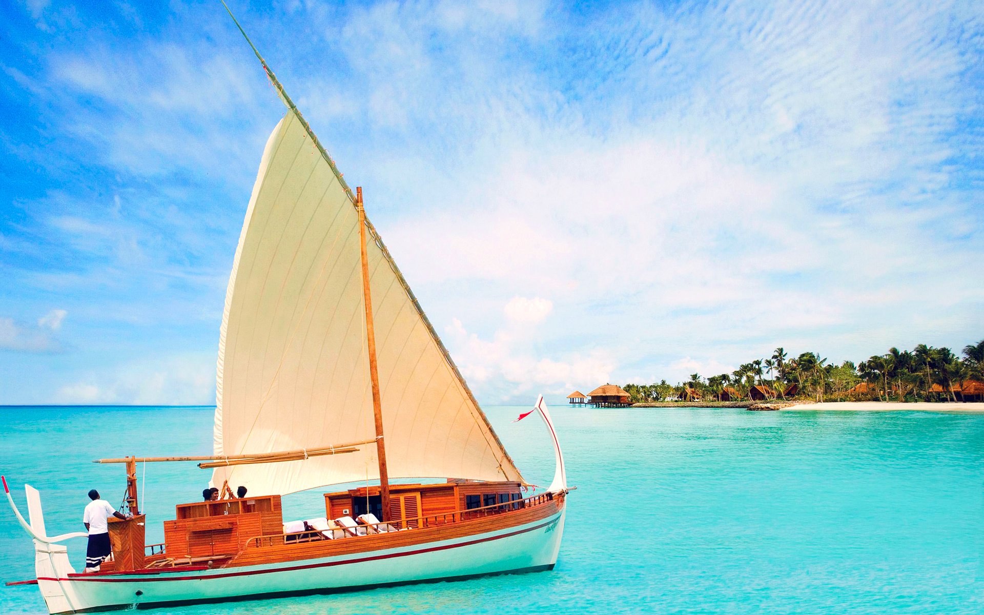 Обои море, лодка, отдых, остров, тропики, мальдивы, sea, boat, stay, island, tropics, the maldives разрешение 3008x1938 Загрузить