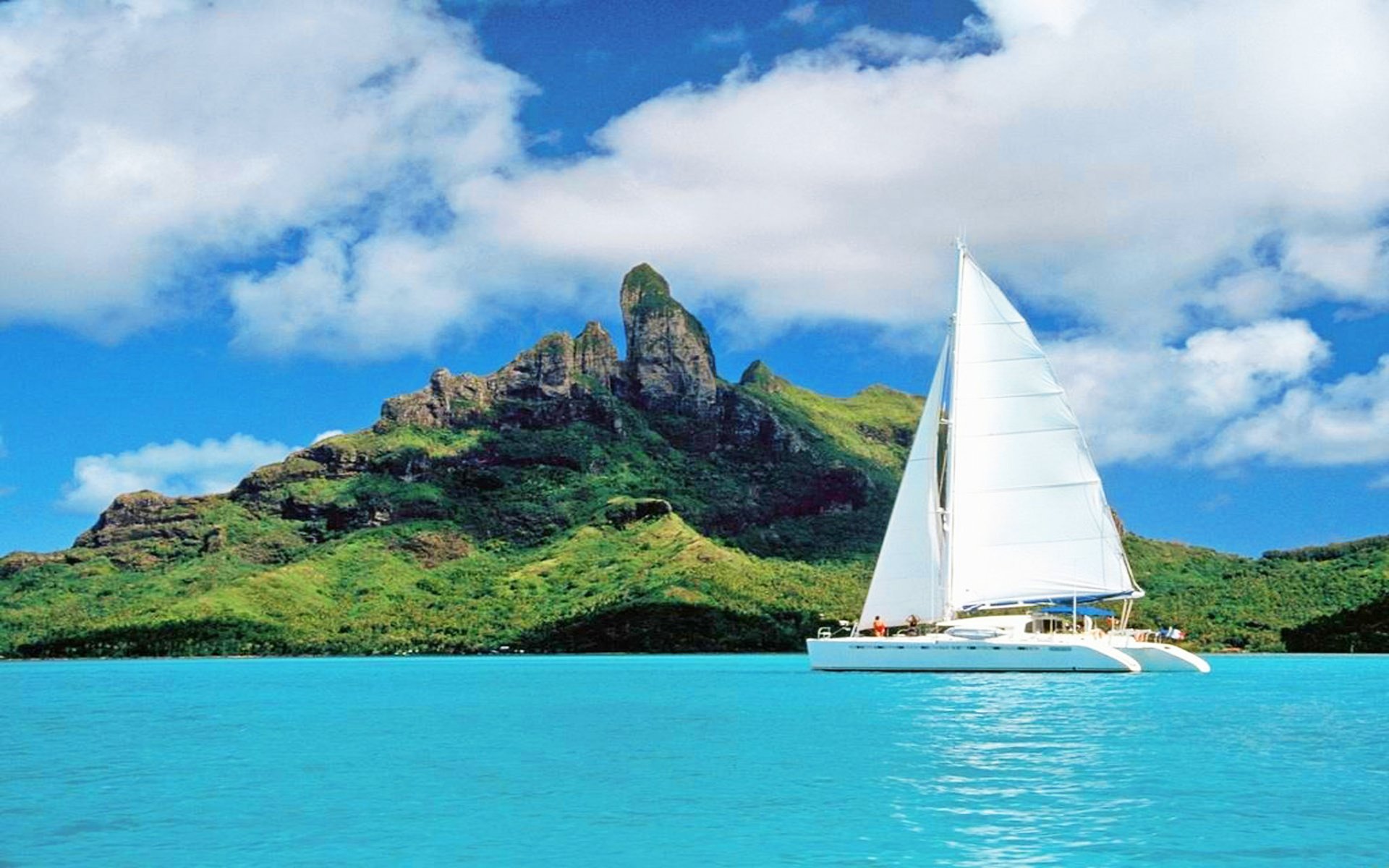 Обои море, яхта, отдых, остров, тропики, sea, yacht, stay, island, tropics разрешение 2560x1600 Загрузить