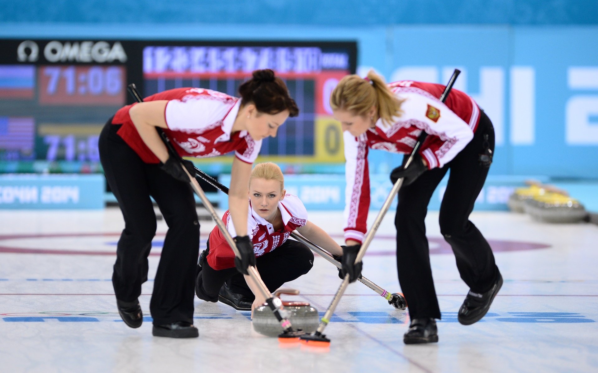 Скачать обои девушки, россия, кёрлинг, сочи 2014, sochi 2014 olympic winter  games разрешение 1920x1200 #66355