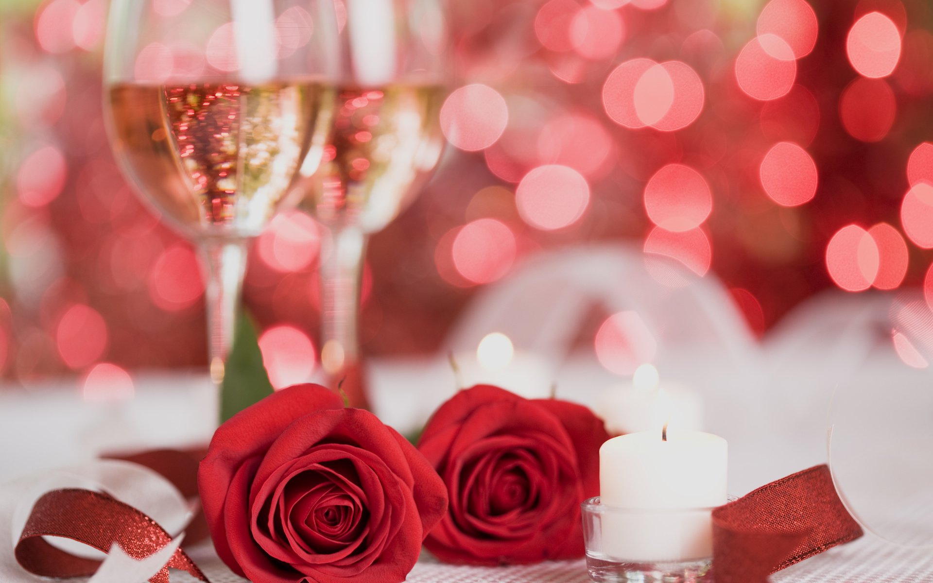 Обои цветы, свечи, розы, красный, шампанское, flowers, candles, roses, red, champagne разрешение 2560x1600 Загрузить