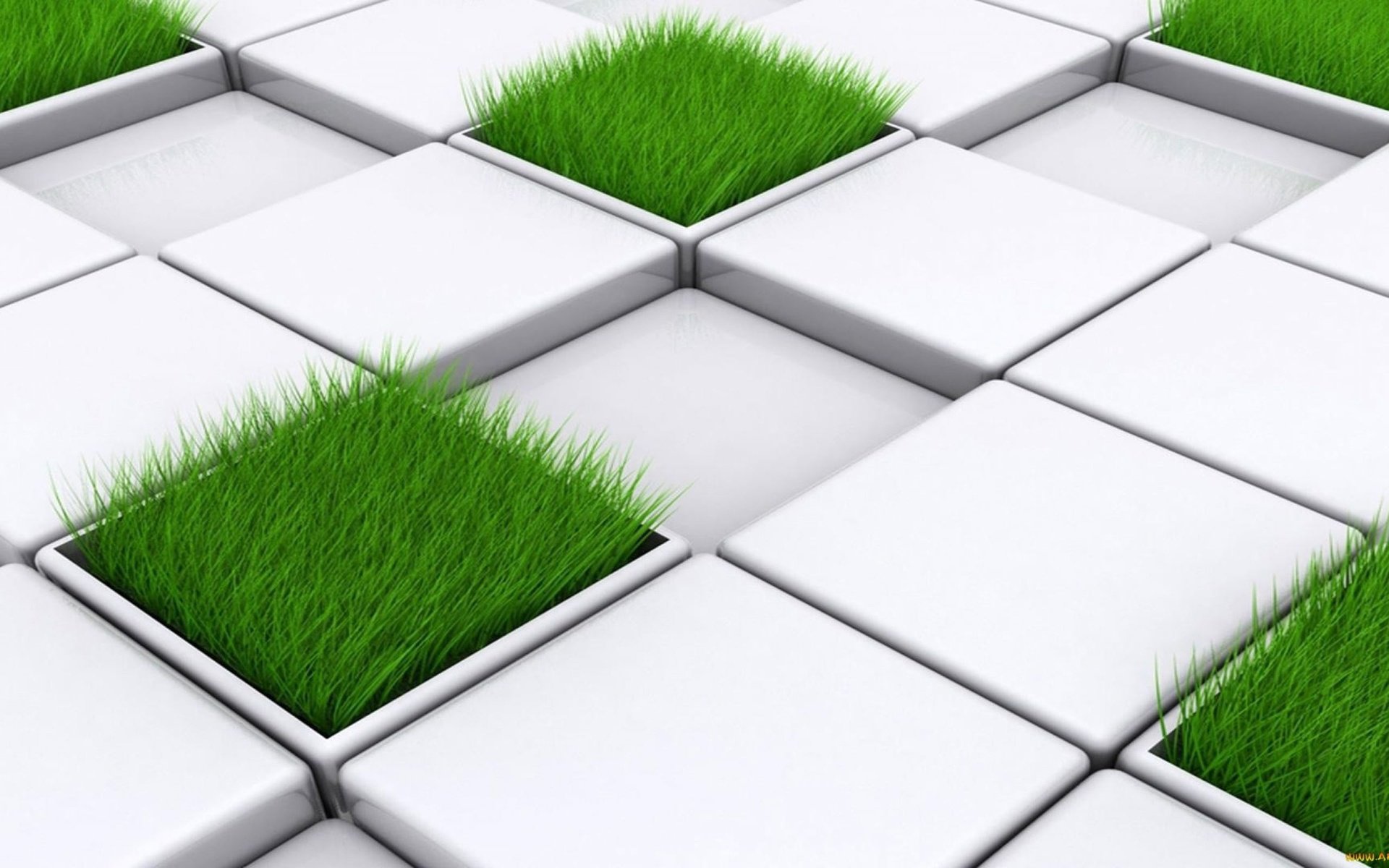 Обои трава, куб, квадрат, 3d cube wallpapers hd, grass, cube, square разрешение 2560x1600 Загрузить