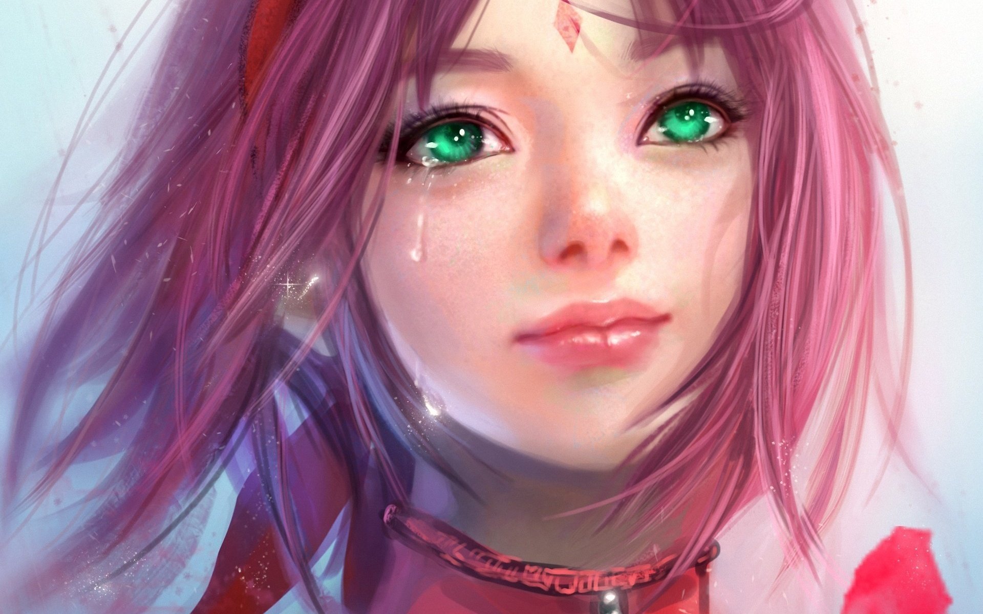 Обои девушка, слеза, розовые волосы, girl, tear, pink hair разрешение 1920x1416 Загрузить