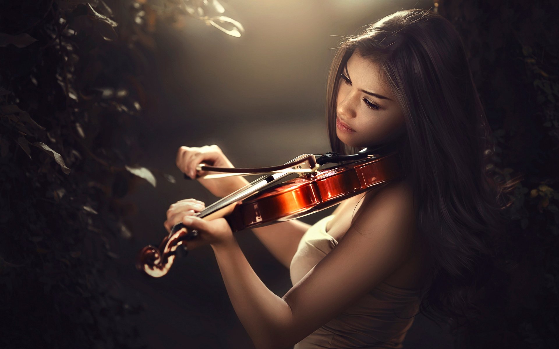 Скачать обои девушка, скрипка, музыка, girl, violin разрешение 1920x1200  #83465