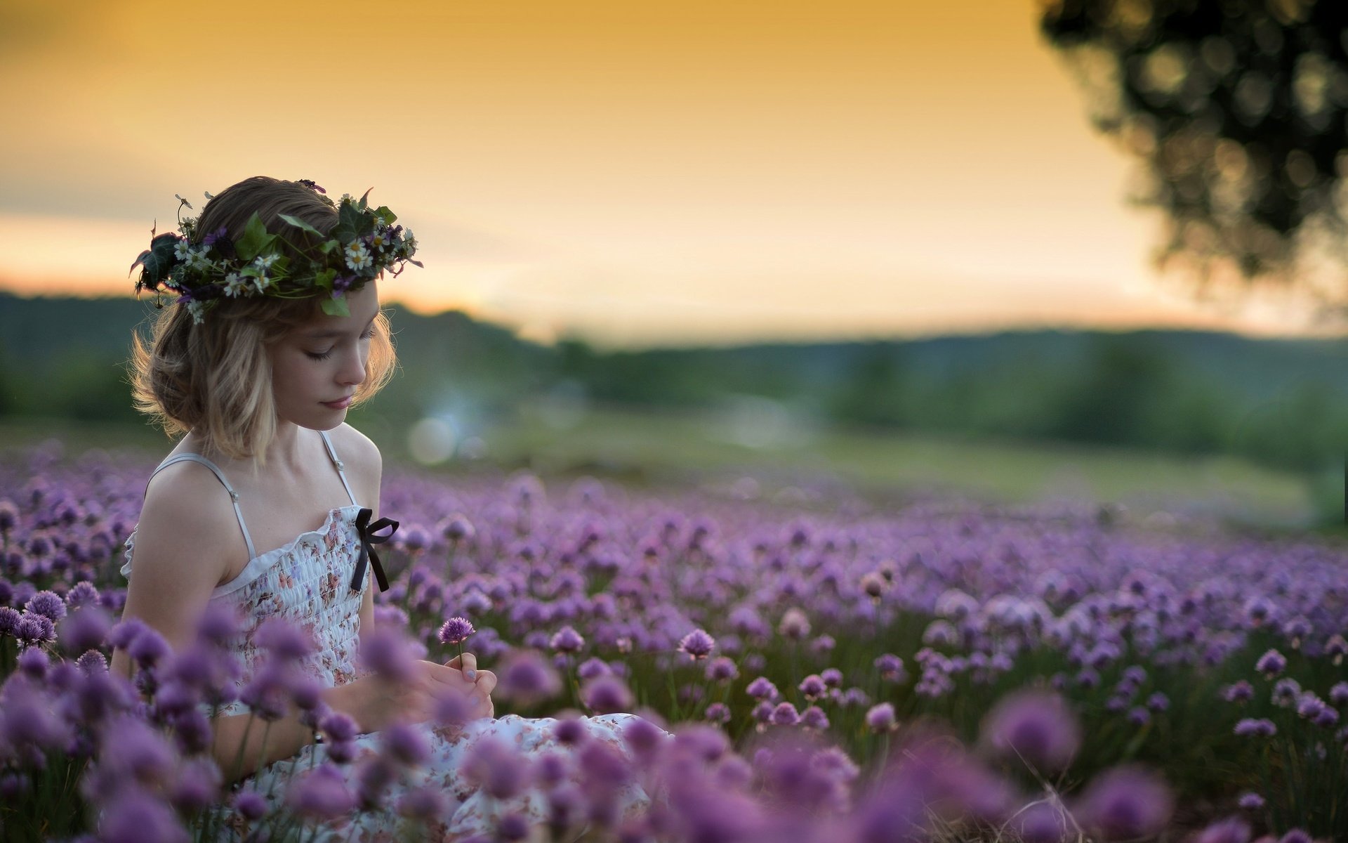 Обои цветы, девочка, венок, flowers, girl, wreath разрешение 2048x1297 Загрузить