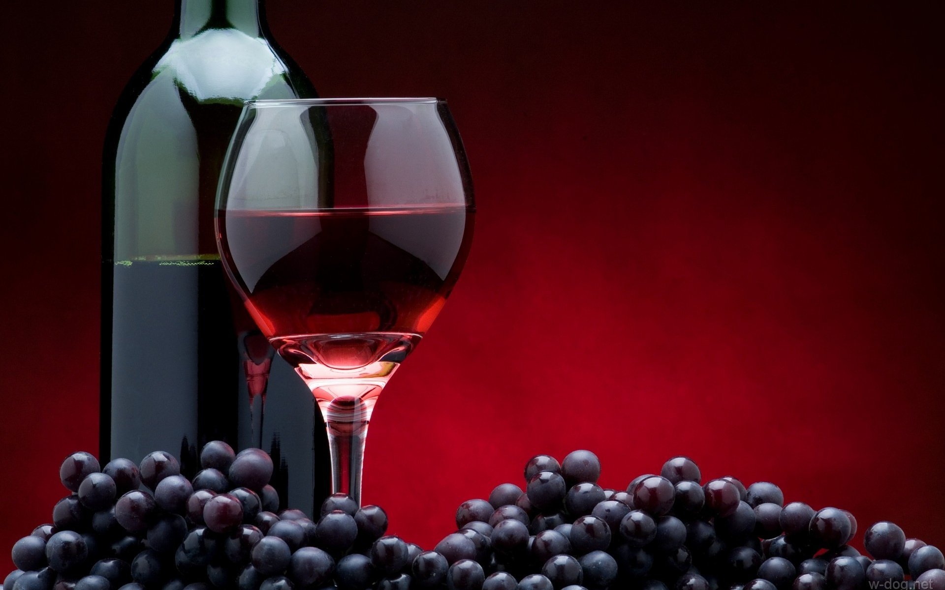 Обои виноград, бокал, вино, бутылка, красное вино, grapes, glass, wine, bottle, red wine разрешение 1920x1230 Загрузить