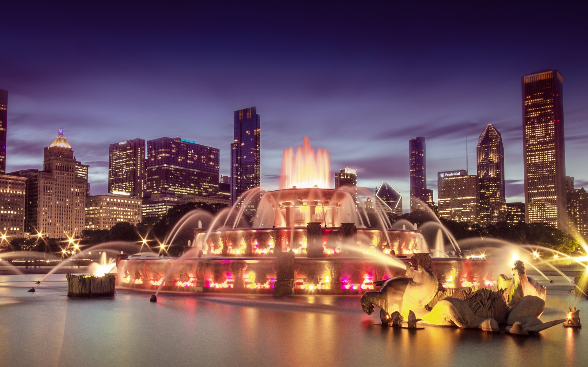 страны архитектура Букингемский фонтан США Чикагоо country architecture Buckingham fountain USA Chicago бесплатно