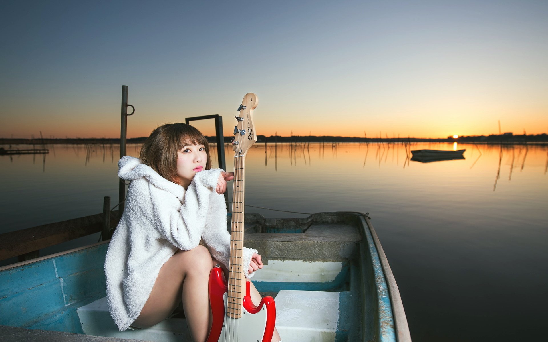 Обои закат, девушка, гитара, музыка, лодка, sunset, girl, guitar, music, boat разрешение 2047x1324 Загрузить