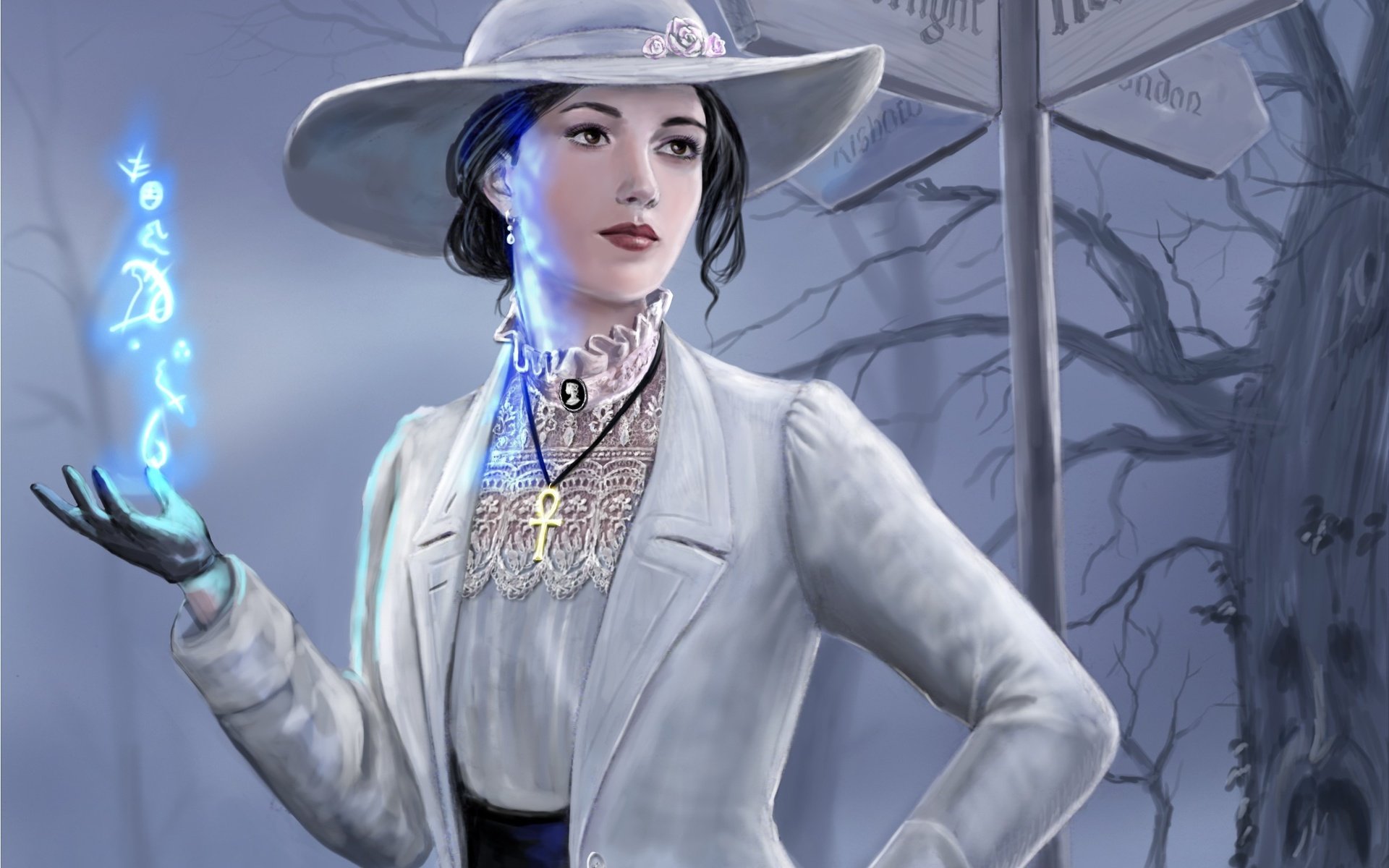 Зимняя женщина в шляпе рисунок