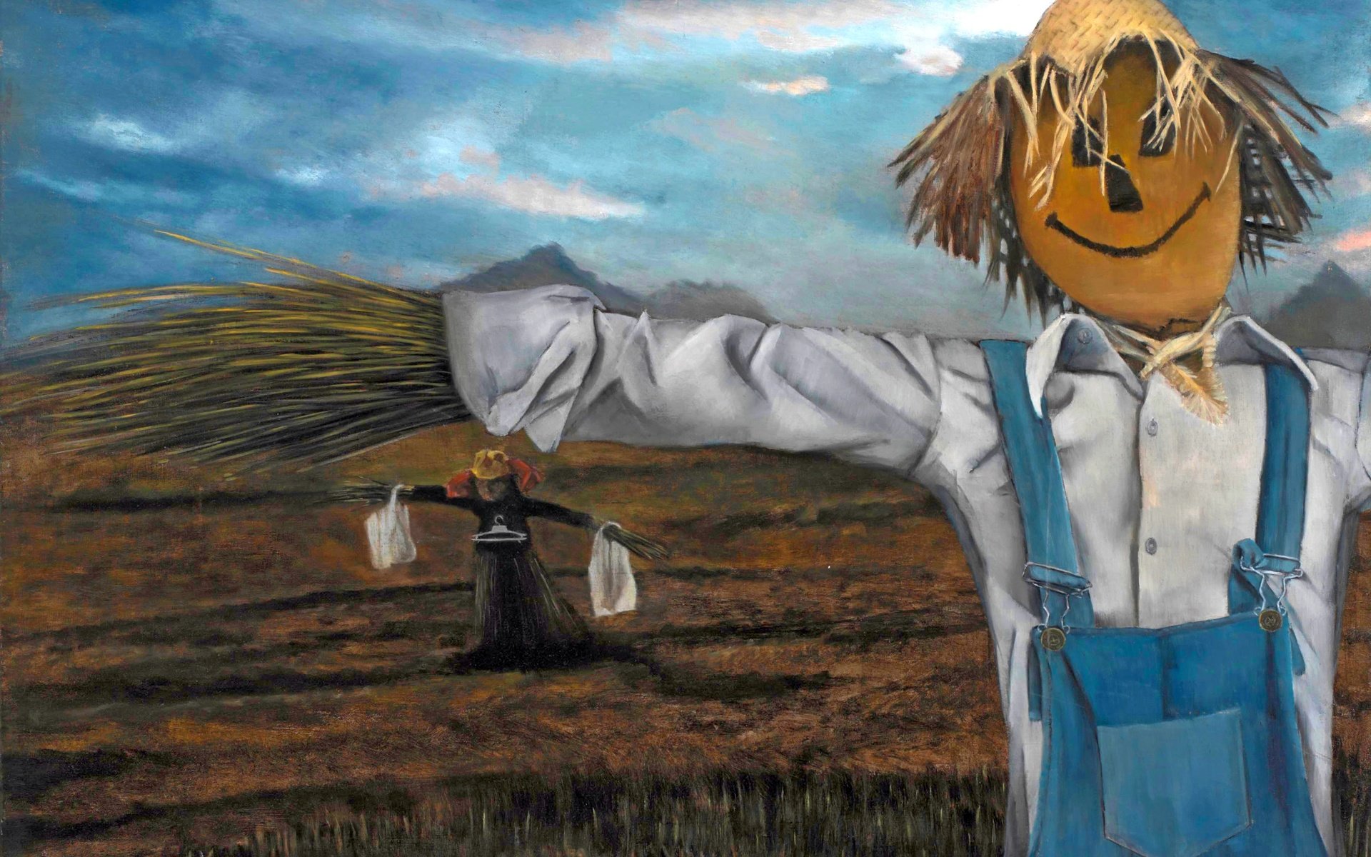 Обои картина, christer karlstad, норвежский художник, scarecrows, picture, norwegian artist разрешение 3720x2538 Загрузить