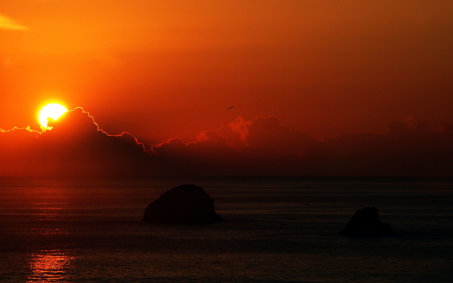 Обои небо, скалы, закат, море, the sky, rocks, sunset, sea разрешение 3008x2000 Загрузить