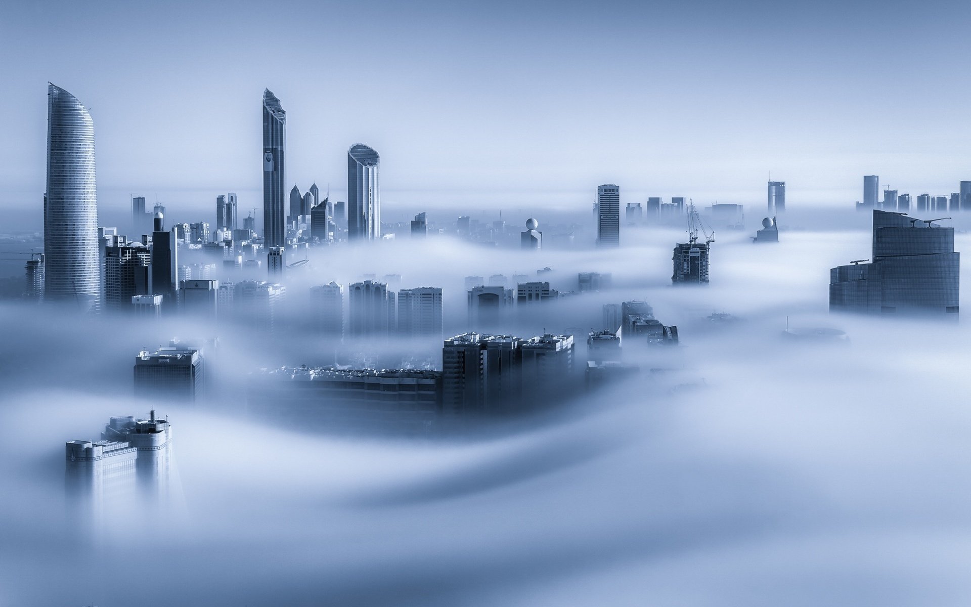 Обои утро, туман, город, небоскребы, дубай, оаэ, dubai marina, morning, fog, the city, skyscrapers, dubai, uae разрешение 2048x1201 Загрузить