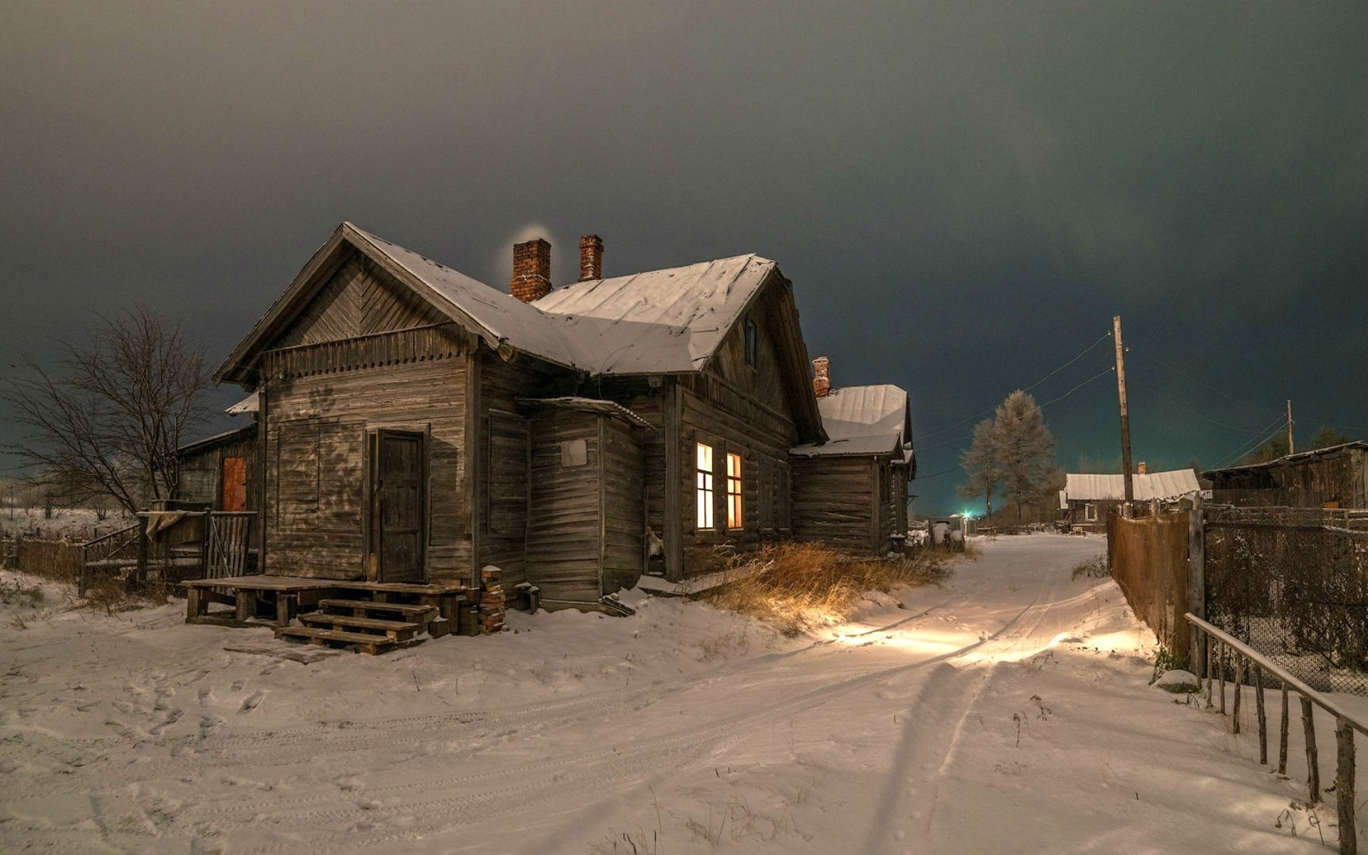 Обои зима, деревня, дом, winter, village, house разрешение 2560x1440 Загрузить